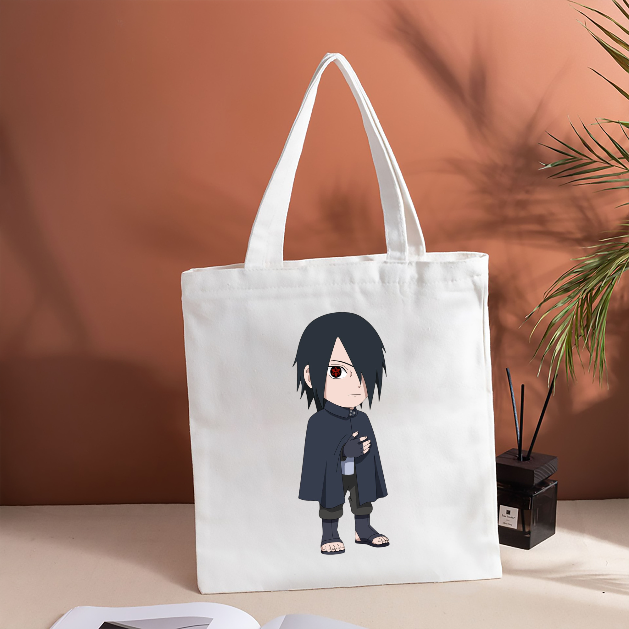 NARUTO -ナルト- うちは サスケ Uchiha Sasuke 縦型キャンバス生地手提げバッグ　トートバッグ