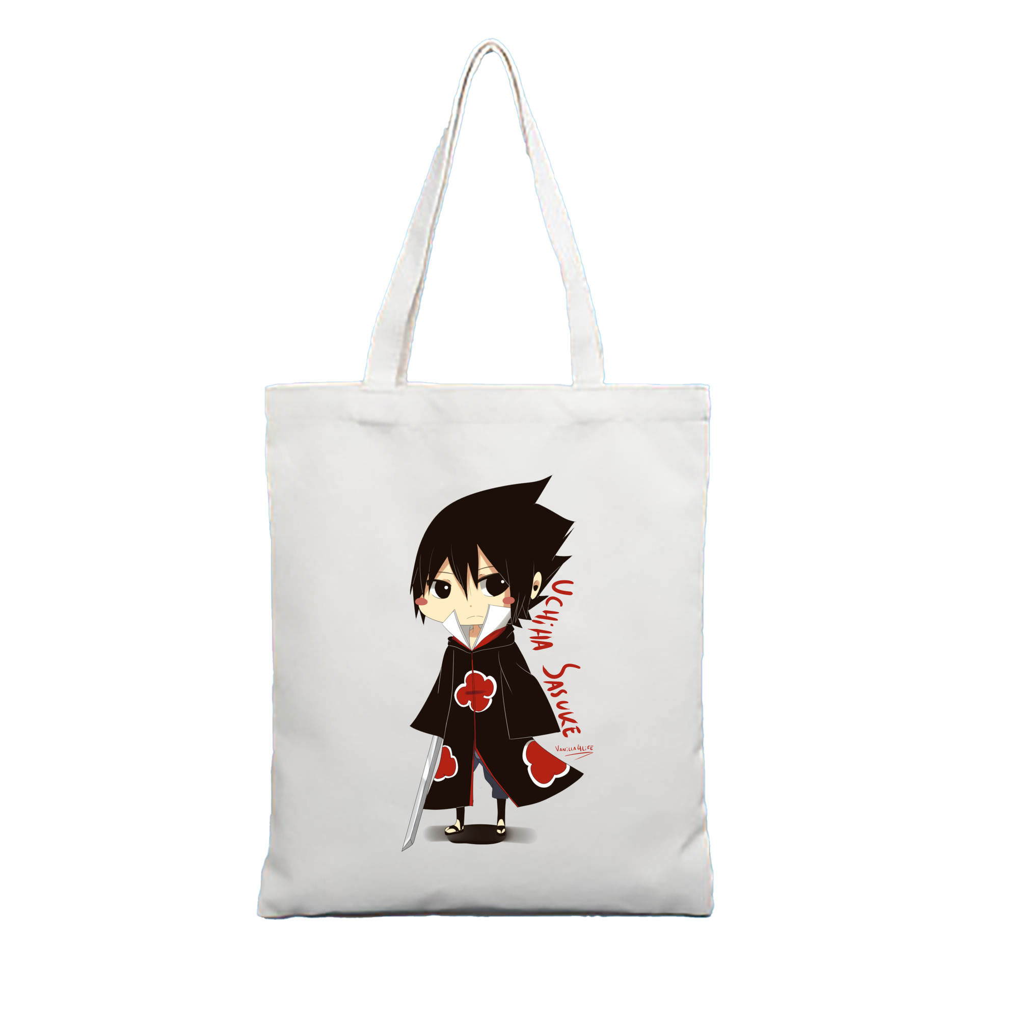 （画像用） NARUTO -ナルト- うちは サスケ Uchiha Sasuke 縦型キャンバス生地手提げバッグ　トートバッグ