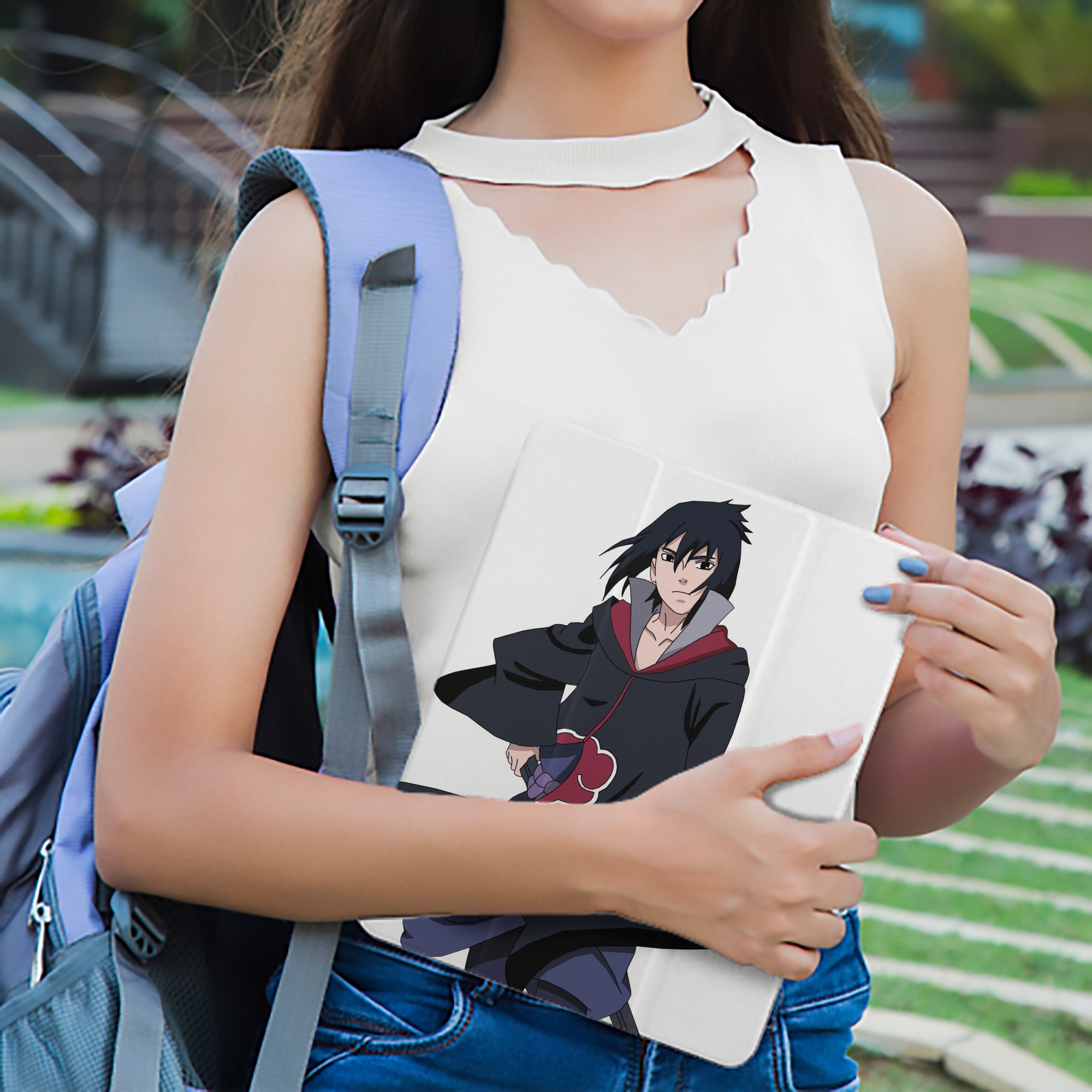 NARUTO -ナルト- うちは サスケ Uchiha Sasuke IPad ケース ペン収納付き 三つ折りスタンド PUレザー×シリコン 対応機種9.5/10.5/10.9インチ