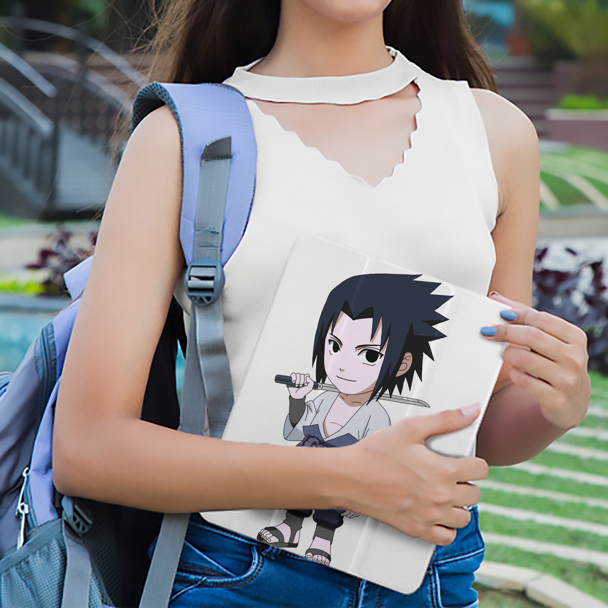 NARUTO -ナルト- うちは サスケ Uchiha Sasuke IPad ケース ペン収納付き 三つ折りスタンド PUレザー×シリコン 対応機種9.5/10.5/10.9インチ