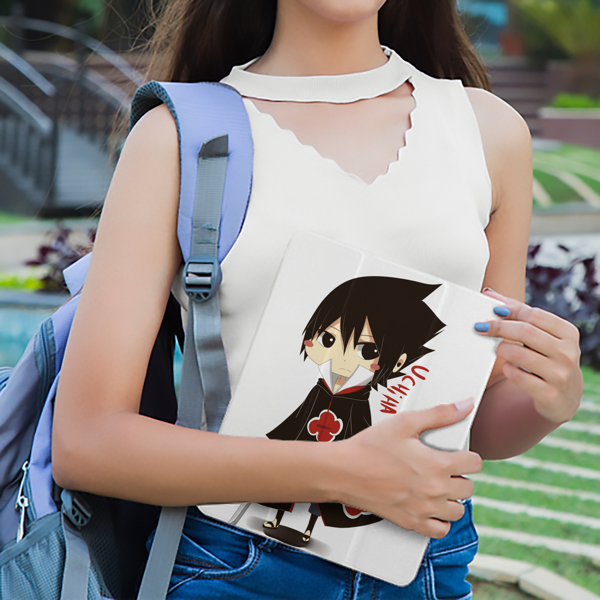 NARUTO -ナルト- うちは サスケ Uchiha Sasuke IPad ケース ペン収納付き 三つ折りスタンド PUレザー×シリコン 対応機種9.5/10.5/10.9インチ