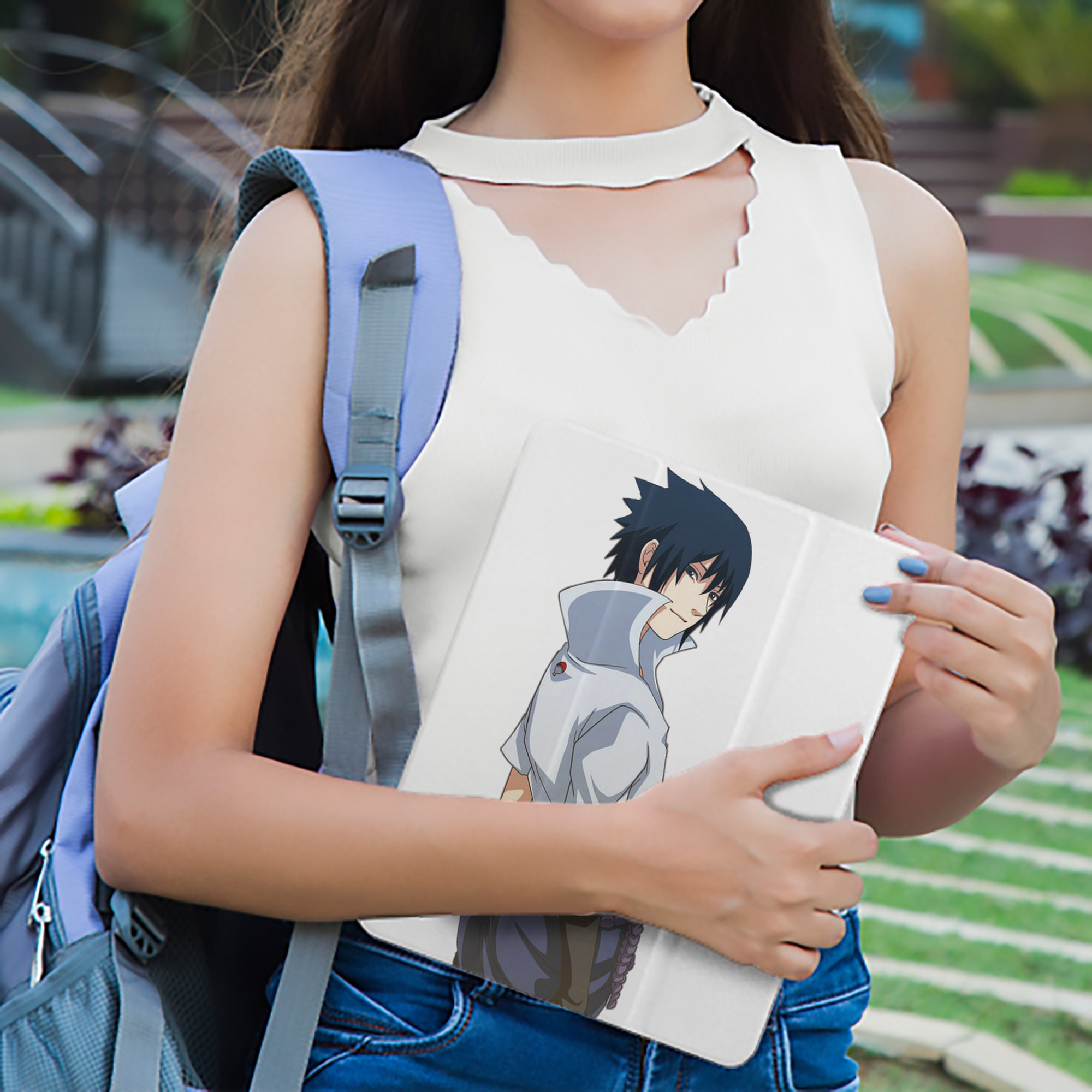 NARUTO -ナルト- うちは サスケ Uchiha Sasuke IPad ケース ペン収納付き 三つ折りスタンド PUレザー×シリコン 対応機種9.5/10.5/10.9インチ
