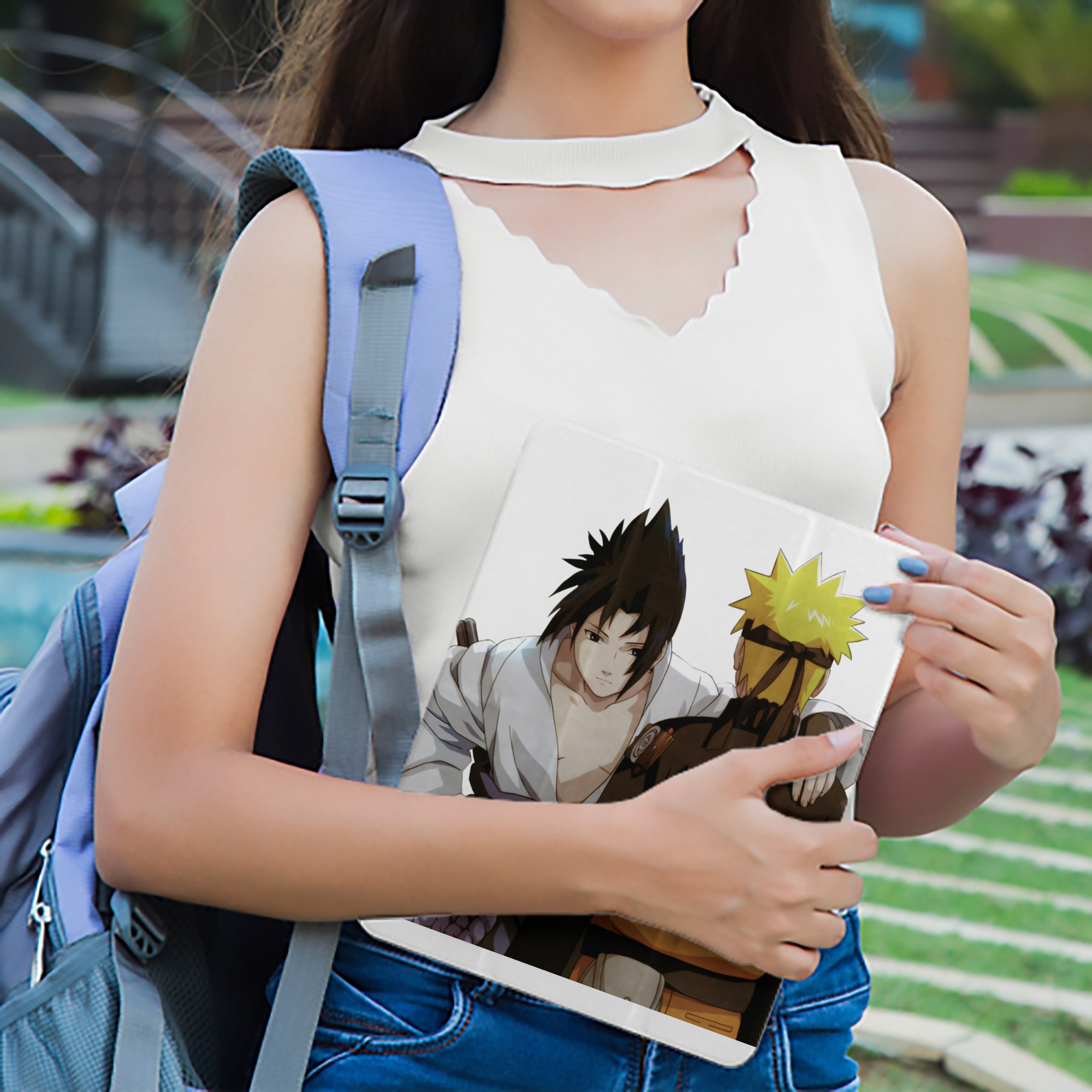 NARUTO -ナルト- うちは サスケ Uchiha Sasuke IPad ケース ペン収納付き 三つ折りスタンド PUレザー×シリコン 対応機種9.5/10.5/10.9インチ