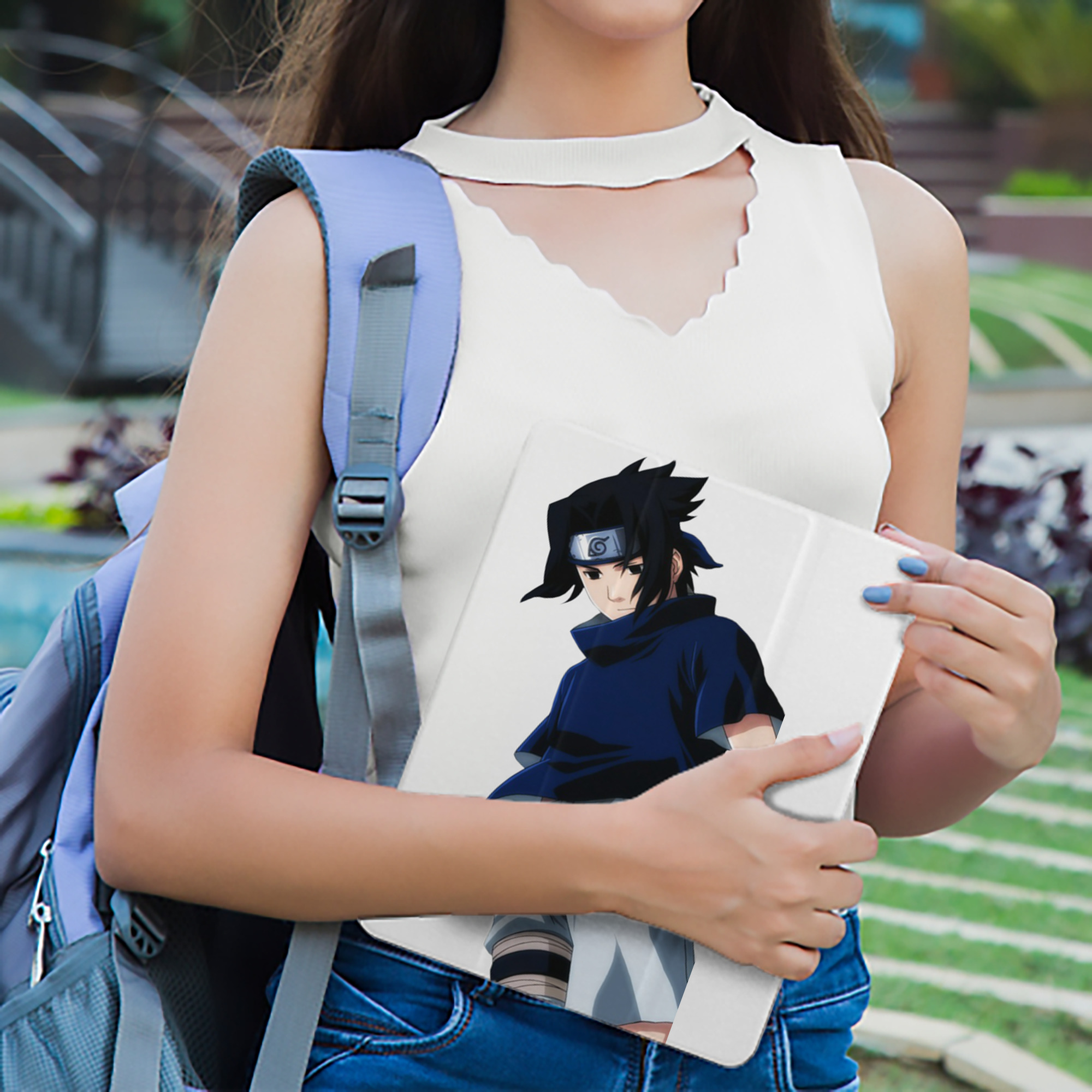 NARUTO -ナルト- うちは サスケ Uchiha Sasuke IPad ケース ペン収納付き 三つ折りスタンド PUレザー×シリコン 対応機種9.5/10.5/10.9インチ