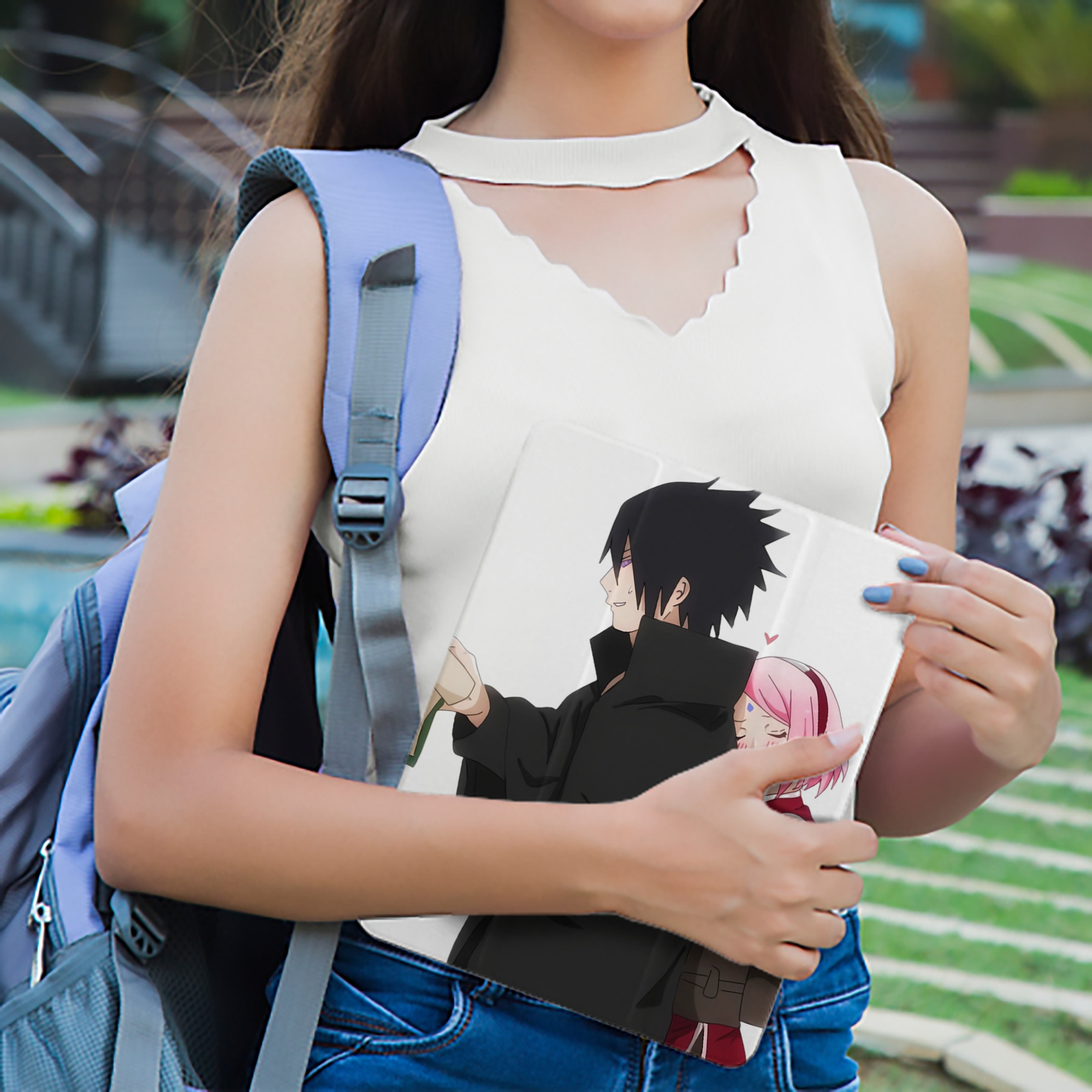 NARUTO -ナルト- うちは サスケ Uchiha Sasuke IPad ケース ペン収納付き 三つ折りスタンド PUレザー×シリコン 対応機種9.5/10.5/10.9インチ