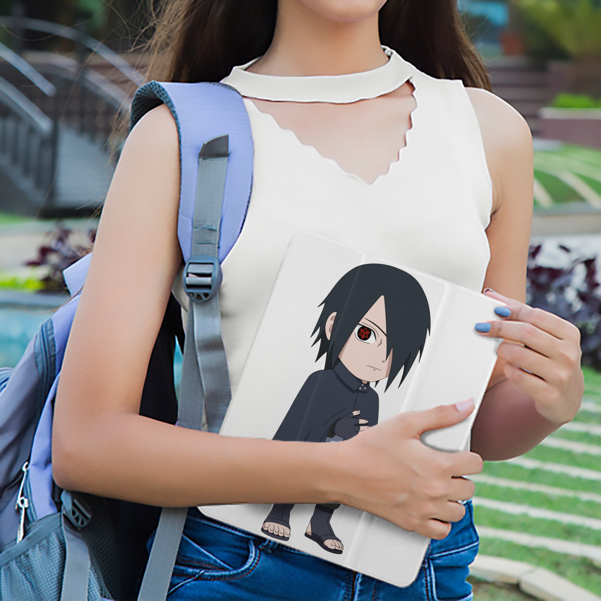 NARUTO -ナルト- うちは サスケ Uchiha Sasuke IPad ケース ペン収納付き 三つ折りスタンド PUレザー×シリコン 対応機種9.5/10.5/10.9インチ
