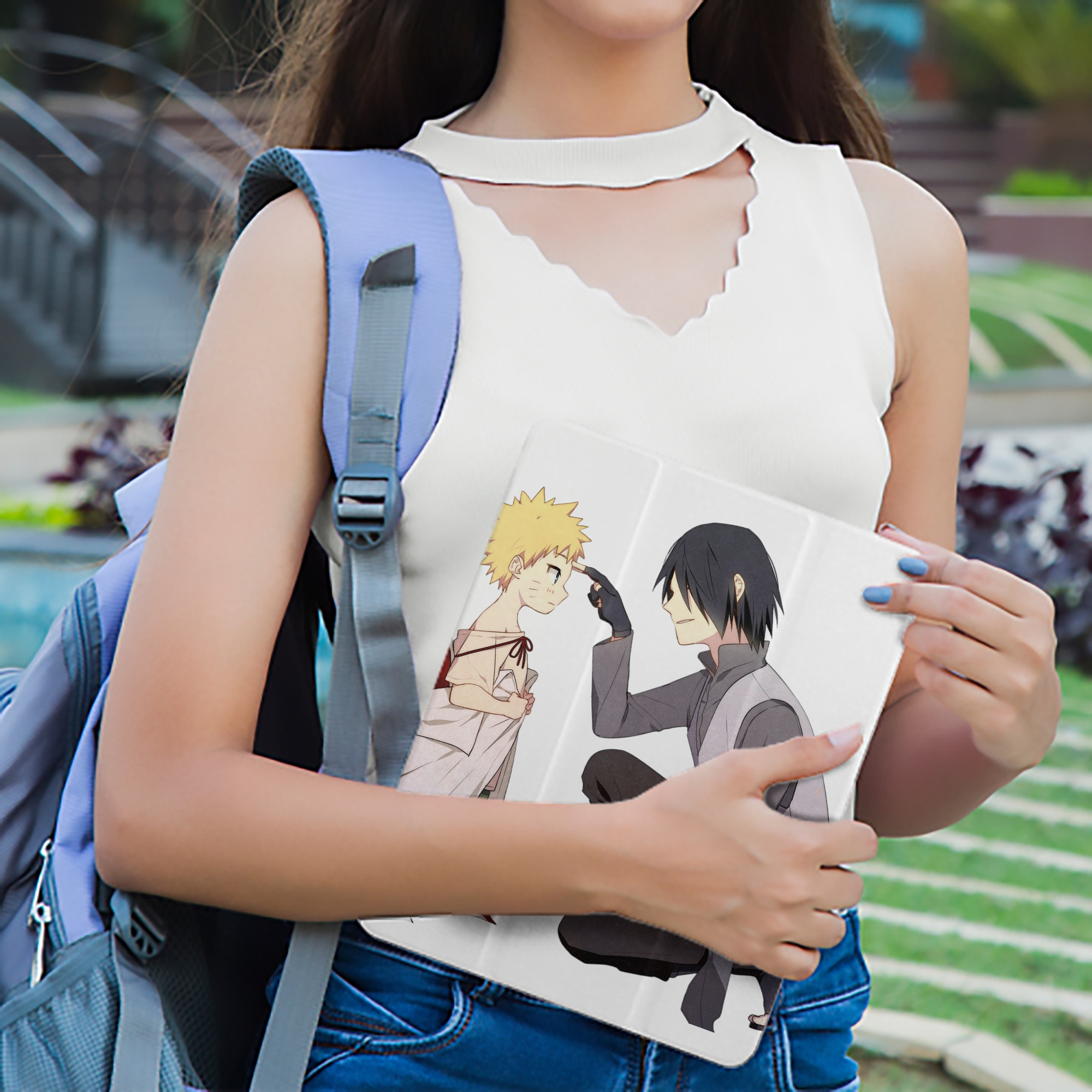 NARUTO -ナルト- うちは サスケ Uchiha Sasuke IPad ケース ペン収納付き 三つ折りスタンド PUレザー×シリコン 対応機種9.5/10.5/10.9インチ