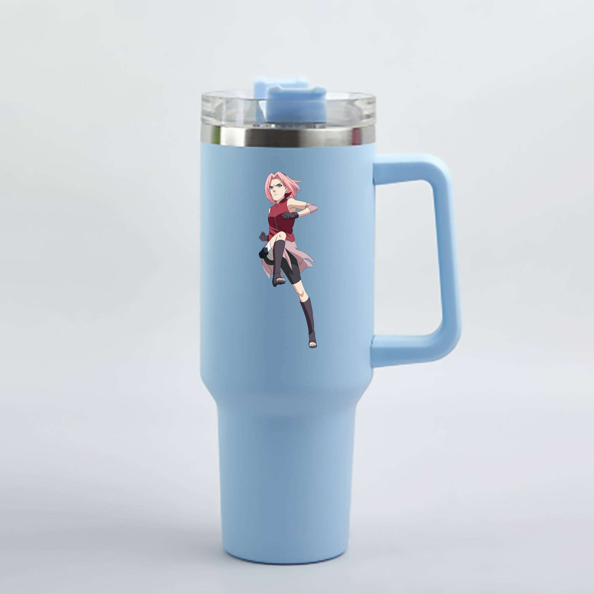 （画像用） NARUTO -ナルト- 春野サクラ Haruno Sakura 1200mL車用タンブラー - クリスタルステッカー（プラスチックストロー付き）