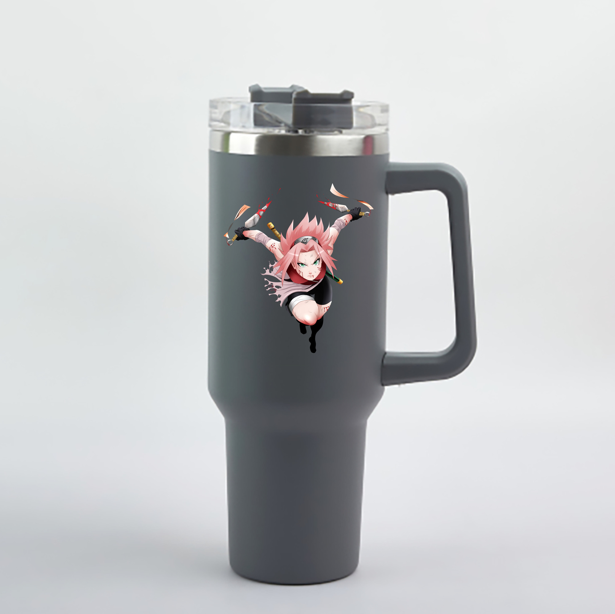 （画像用） NARUTO -ナルト- 春野サクラ Haruno Sakura 1200mL車用タンブラー - クリスタルステッカー（プラスチックストロー付き）