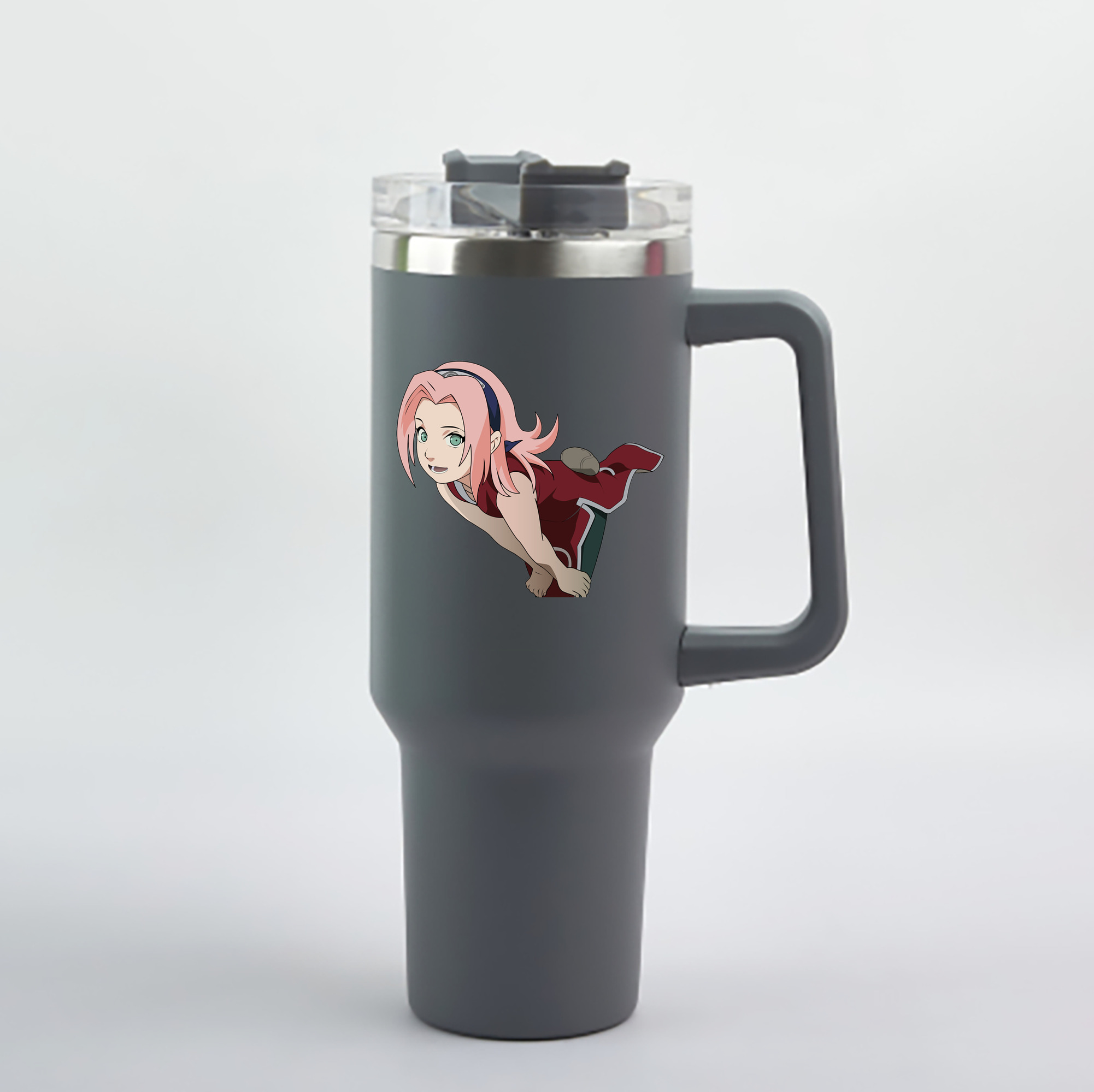 （画像用） NARUTO -ナルト- 春野サクラ Haruno Sakura 1200mL車用タンブラー - クリスタルステッカー（プラスチックストロー付き）