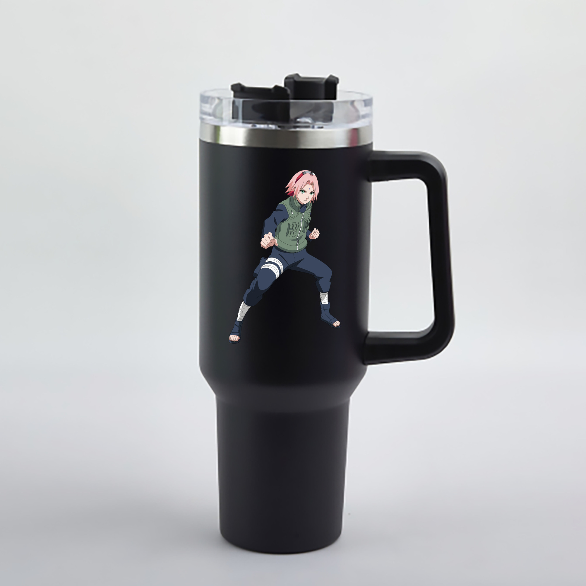 （画像用） NARUTO -ナルト- 春野サクラ Haruno Sakura 1200mL車用タンブラー - クリスタルステッカー（プラスチックストロー付き）