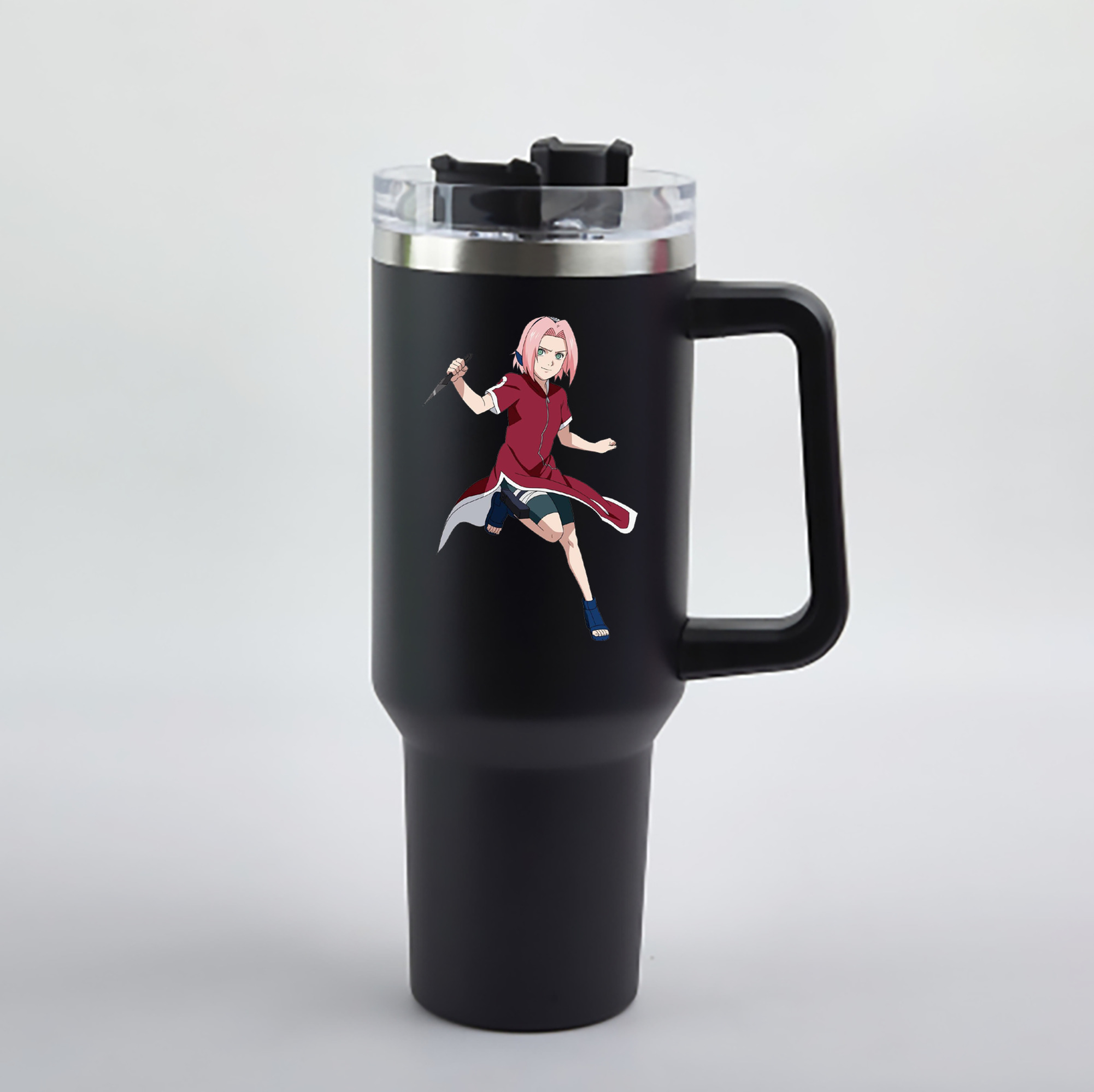 （画像用） NARUTO -ナルト- 春野サクラ Haruno Sakura 1200mL車用タンブラー - クリスタルステッカー（プラスチックストロー付き）