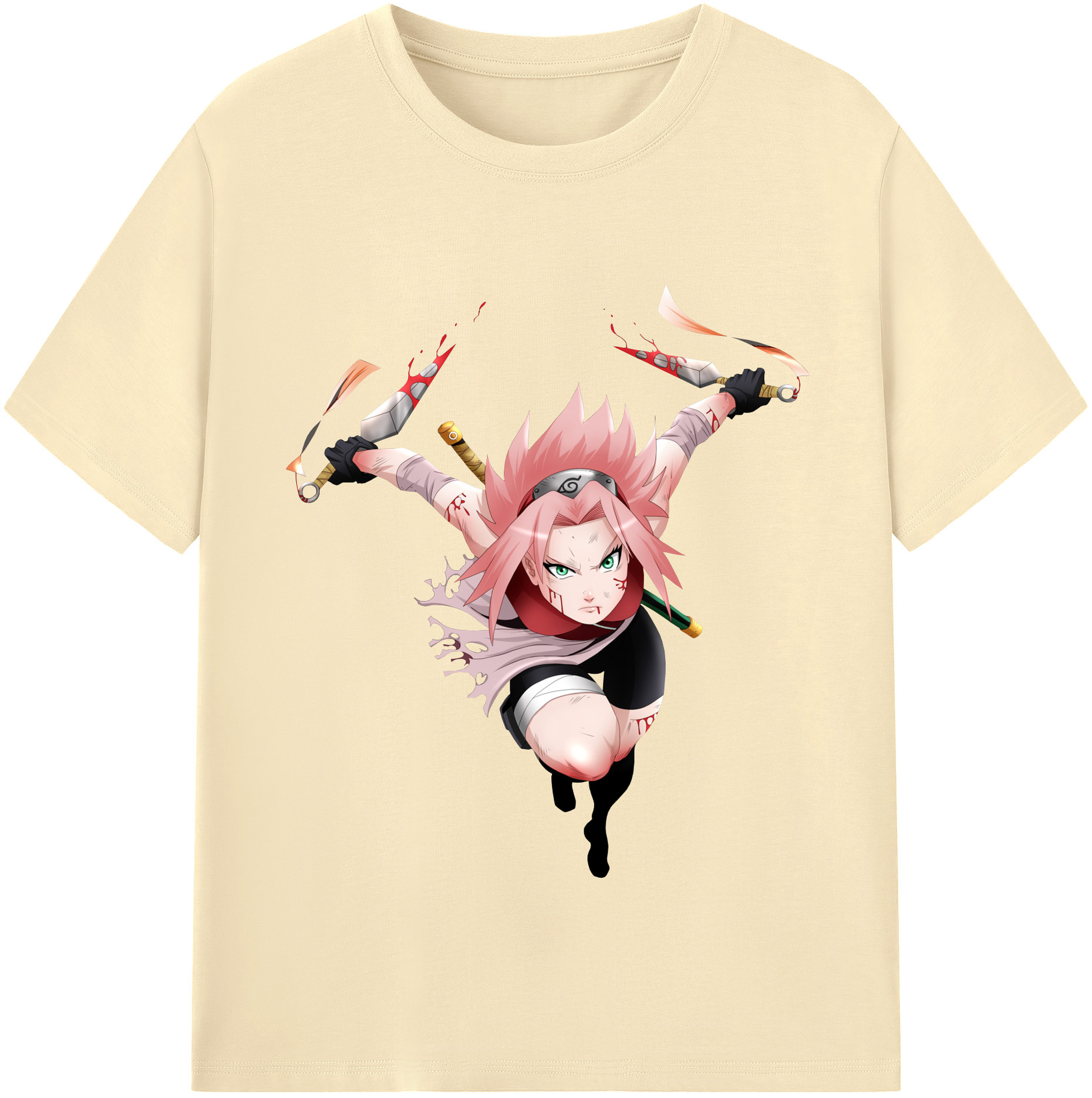 （画像用） NARUTO -ナルト- 春野サクラ Haruno Sakura 綿100％半袖Tシャツ（フロントプリント）