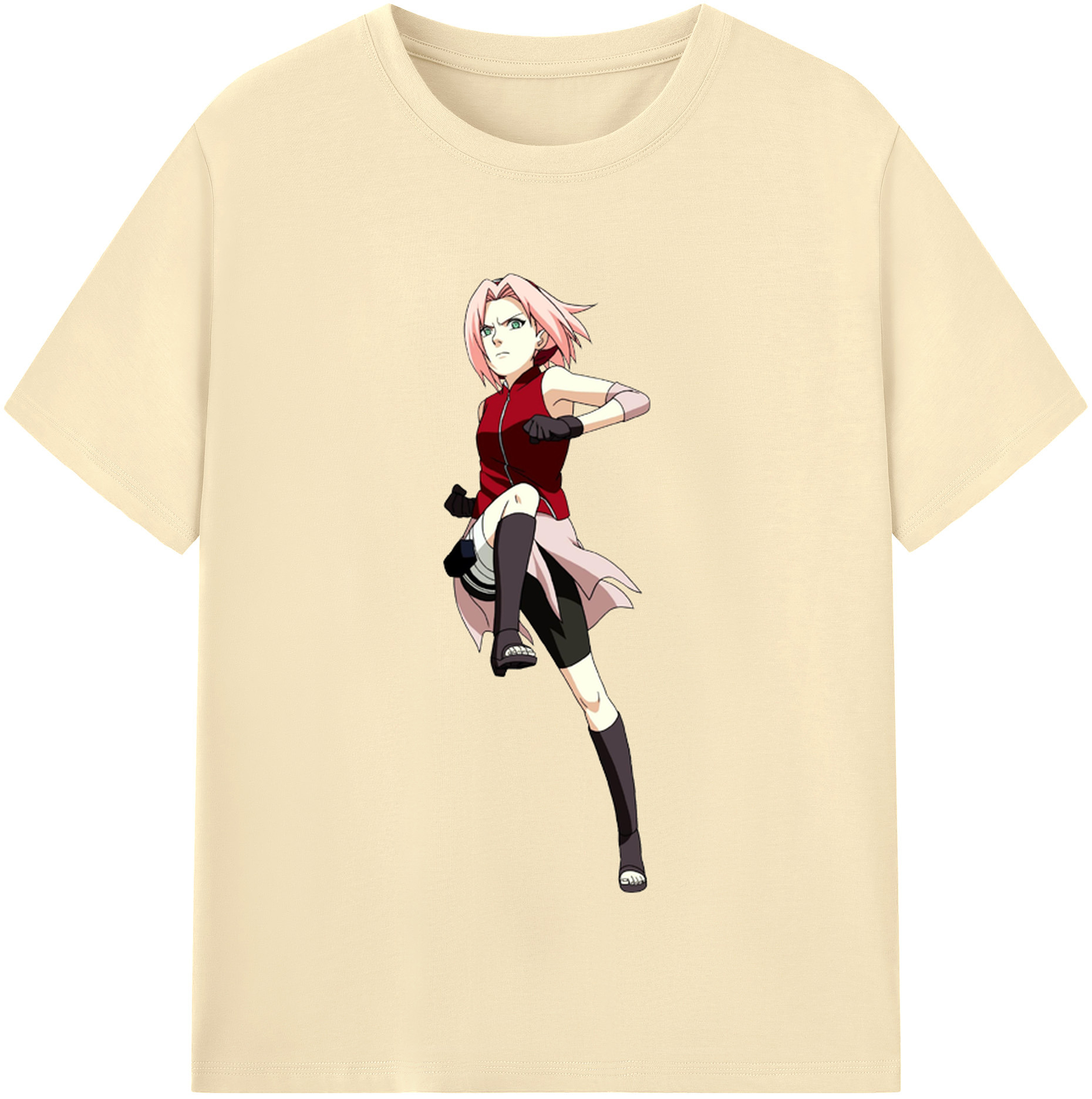 （画像用） NARUTO -ナルト- 春野サクラ Haruno Sakura 綿100％半袖Tシャツ（フロントプリント）