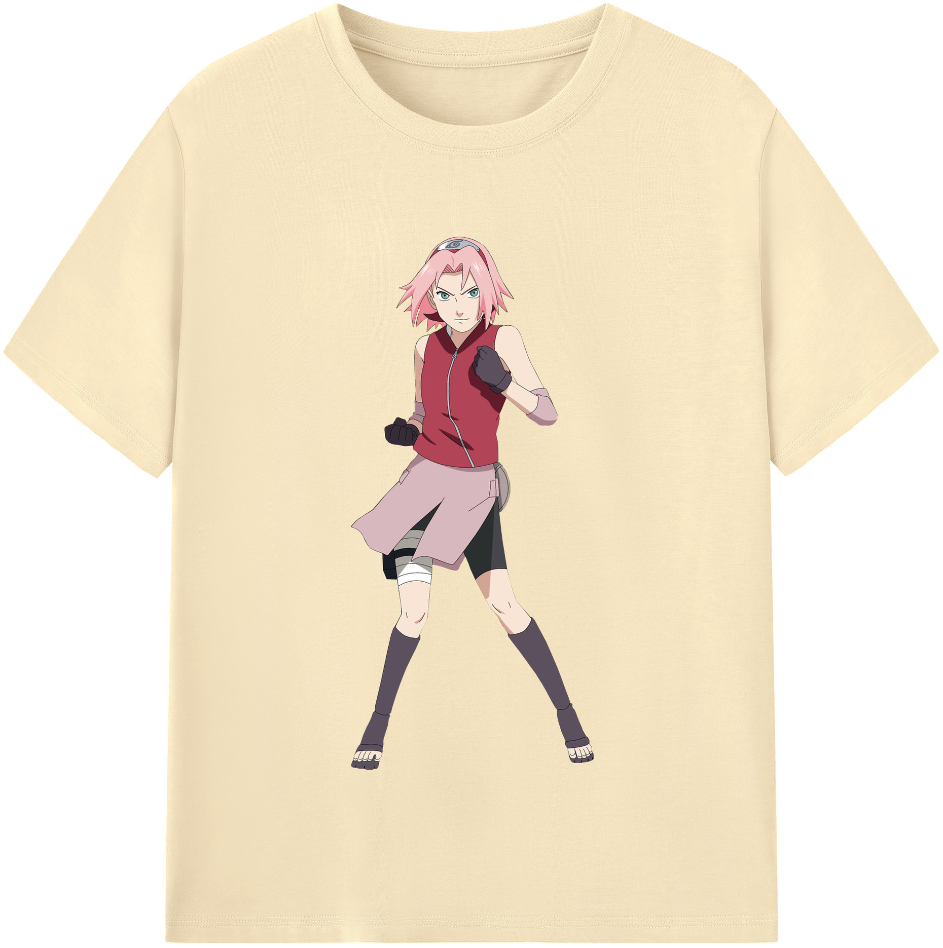 （画像用） NARUTO -ナルト- 春野サクラ Haruno Sakura 綿100％半袖Tシャツ（フロントプリント）