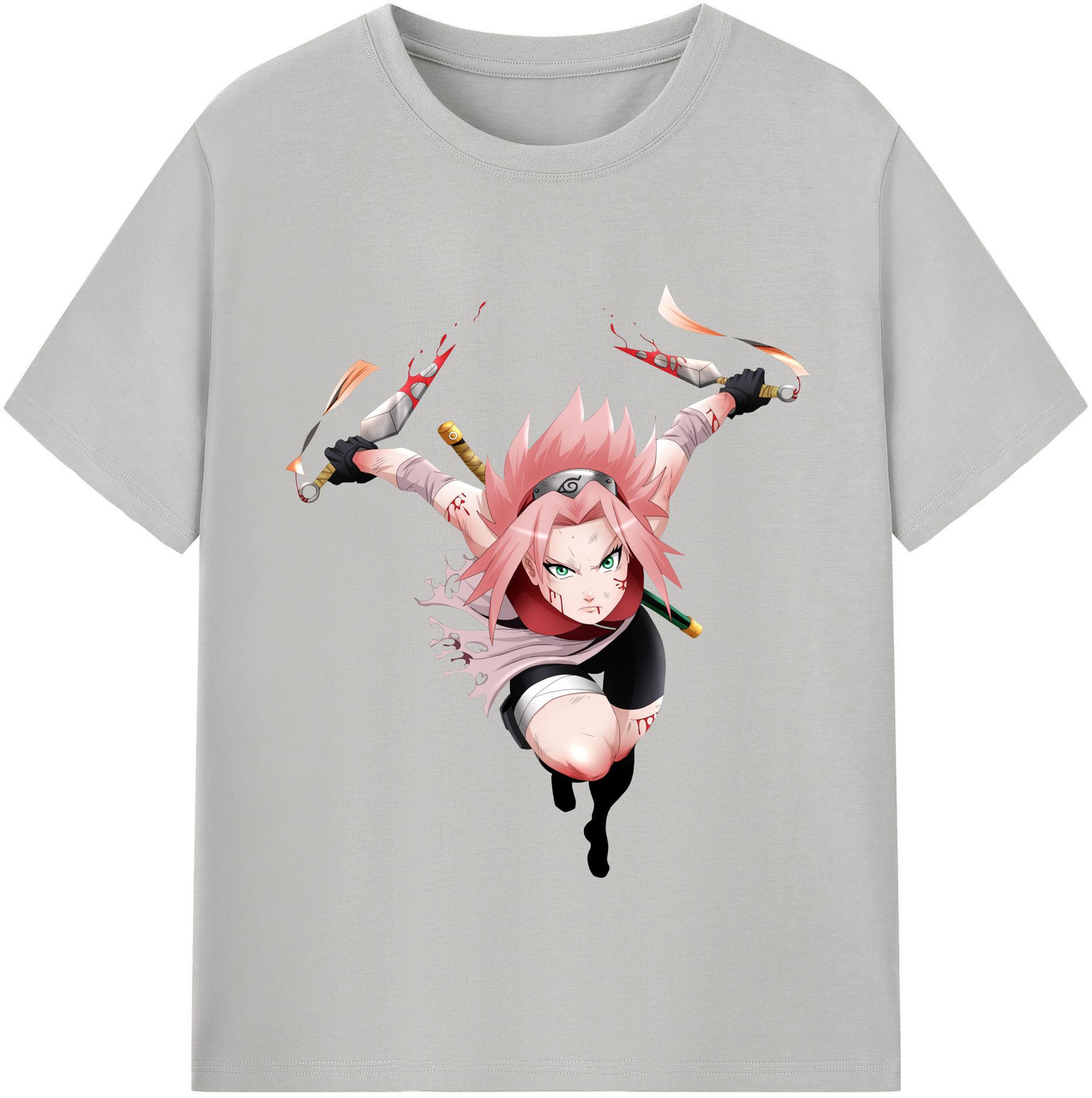 （画像用） NARUTO -ナルト- 春野サクラ Haruno Sakura 綿100％半袖Tシャツ（フロントプリント）