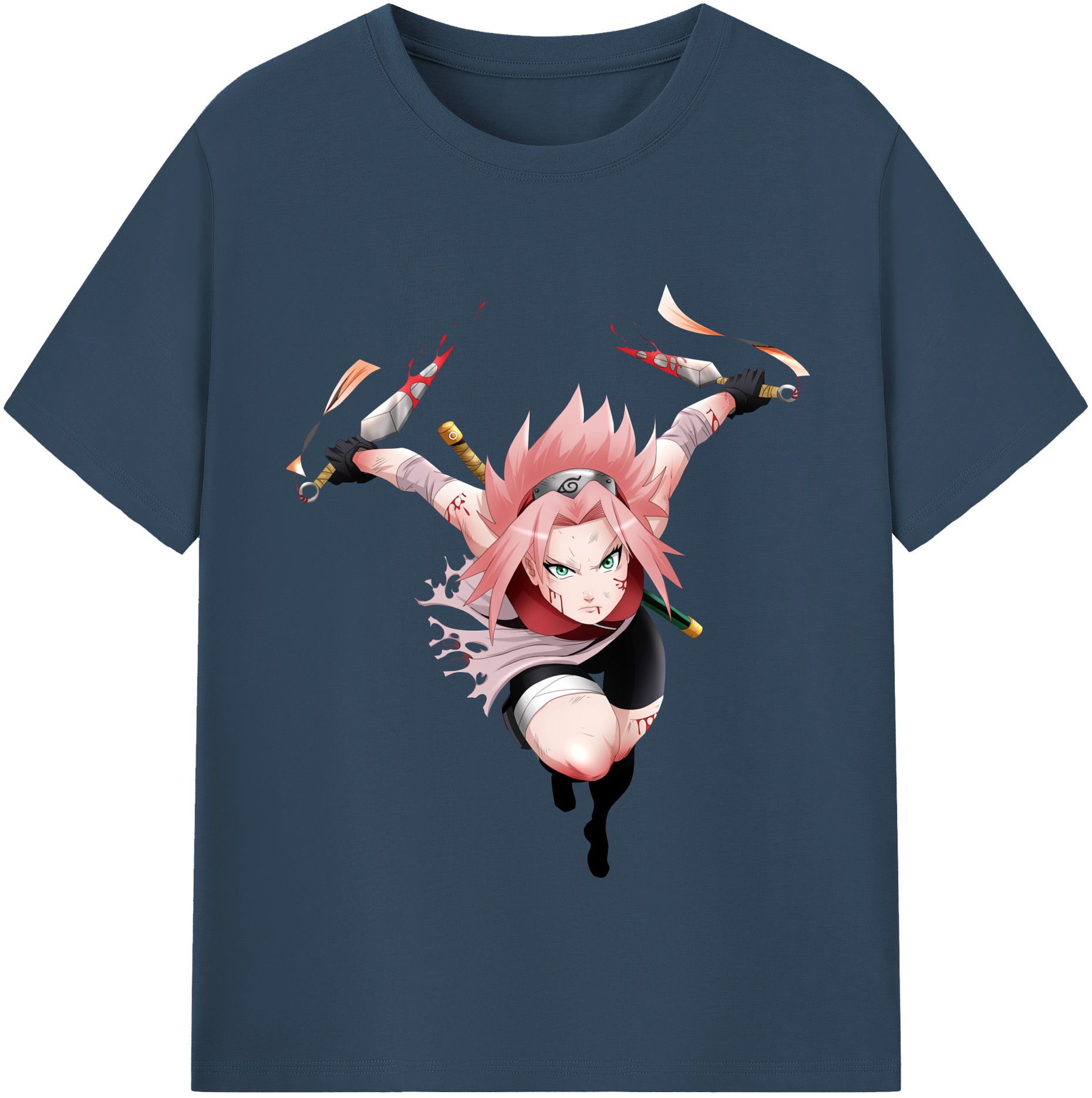 （画像用） NARUTO -ナルト- 春野サクラ Haruno Sakura 綿100％半袖Tシャツ（フロントプリント）