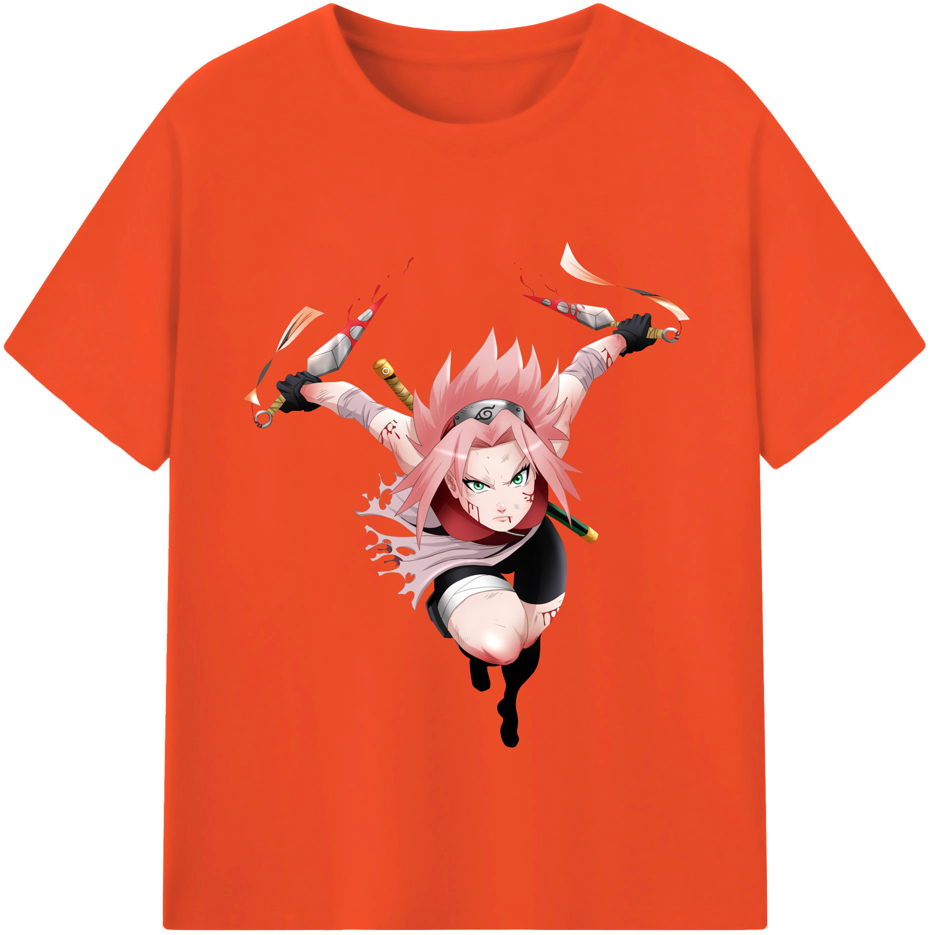 （画像用） NARUTO -ナルト- 春野サクラ Haruno Sakura 綿100％半袖Tシャツ（フロントプリント）