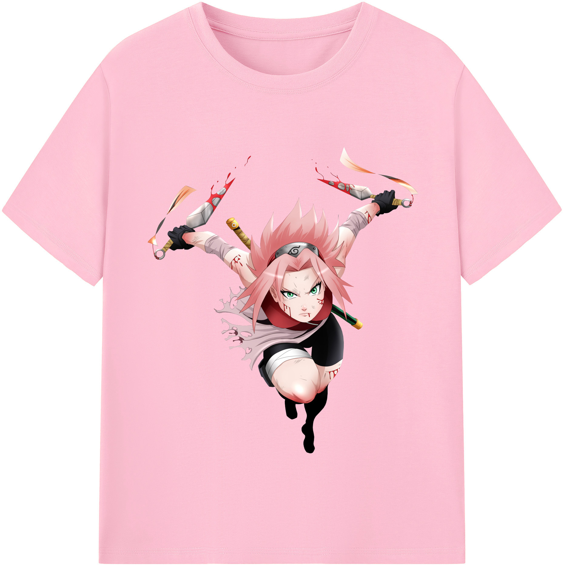（画像用） NARUTO -ナルト- 春野サクラ Haruno Sakura 綿100％半袖Tシャツ（フロントプリント）