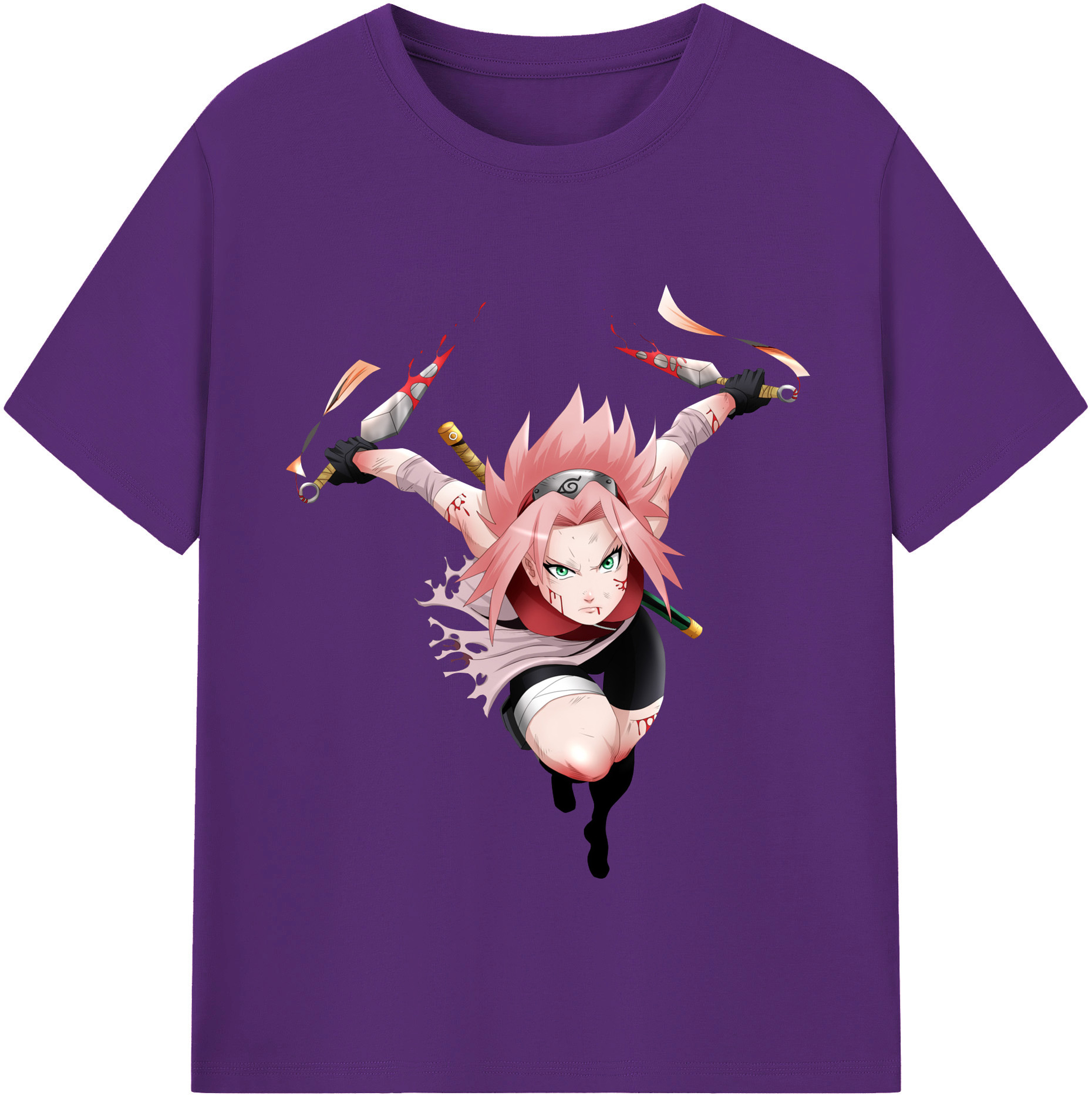 （画像用） NARUTO -ナルト- 春野サクラ Haruno Sakura 綿100％半袖Tシャツ（フロントプリント）