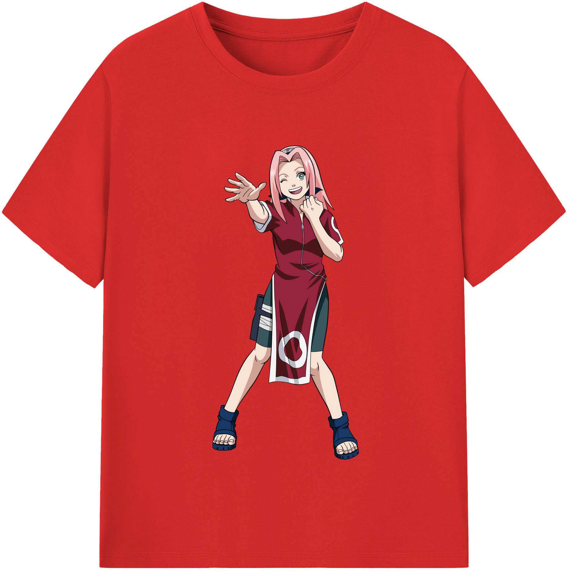 （画像用） NARUTO -ナルト- 春野サクラ Haruno Sakura 綿100％半袖Tシャツ（フロントプリント）