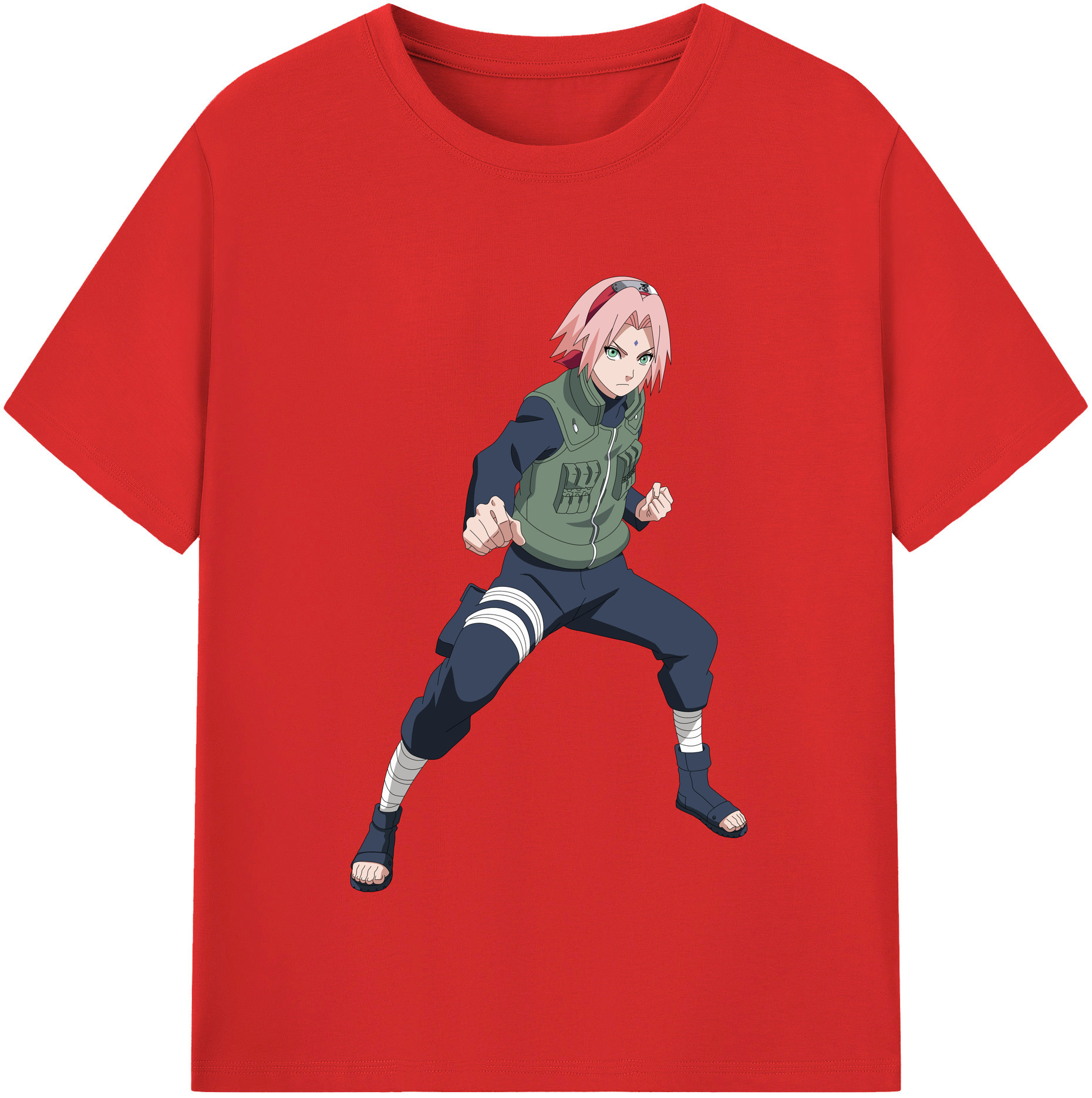 （画像用） NARUTO -ナルト- 春野サクラ Haruno Sakura 綿100％半袖Tシャツ（フロントプリント）