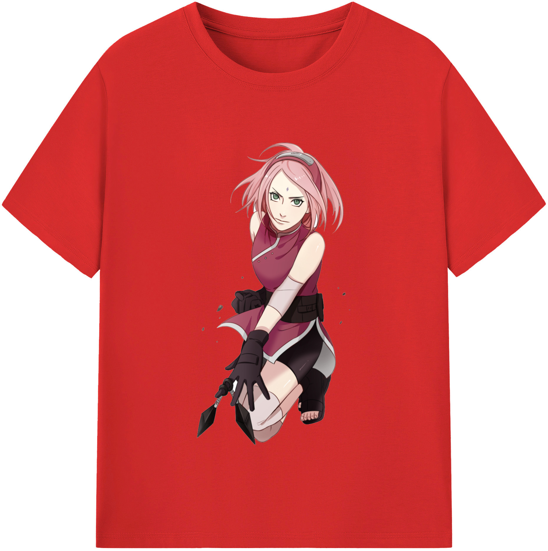 （画像用） NARUTO -ナルト- 春野サクラ Haruno Sakura 綿100％半袖Tシャツ（フロントプリント）