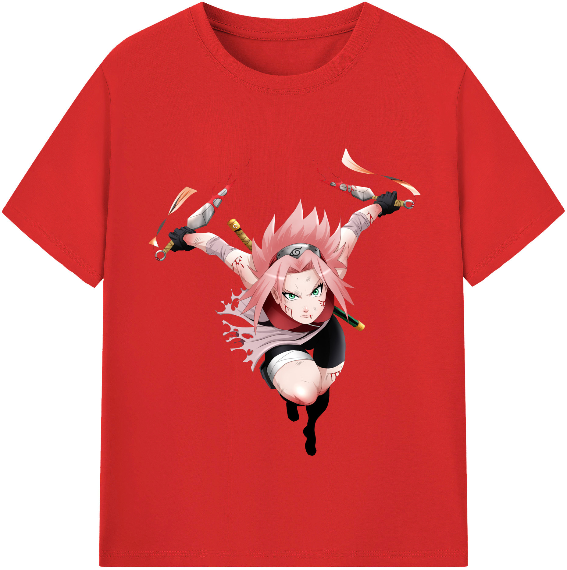 （画像用） NARUTO -ナルト- 春野サクラ Haruno Sakura 綿100％半袖Tシャツ（フロントプリント）