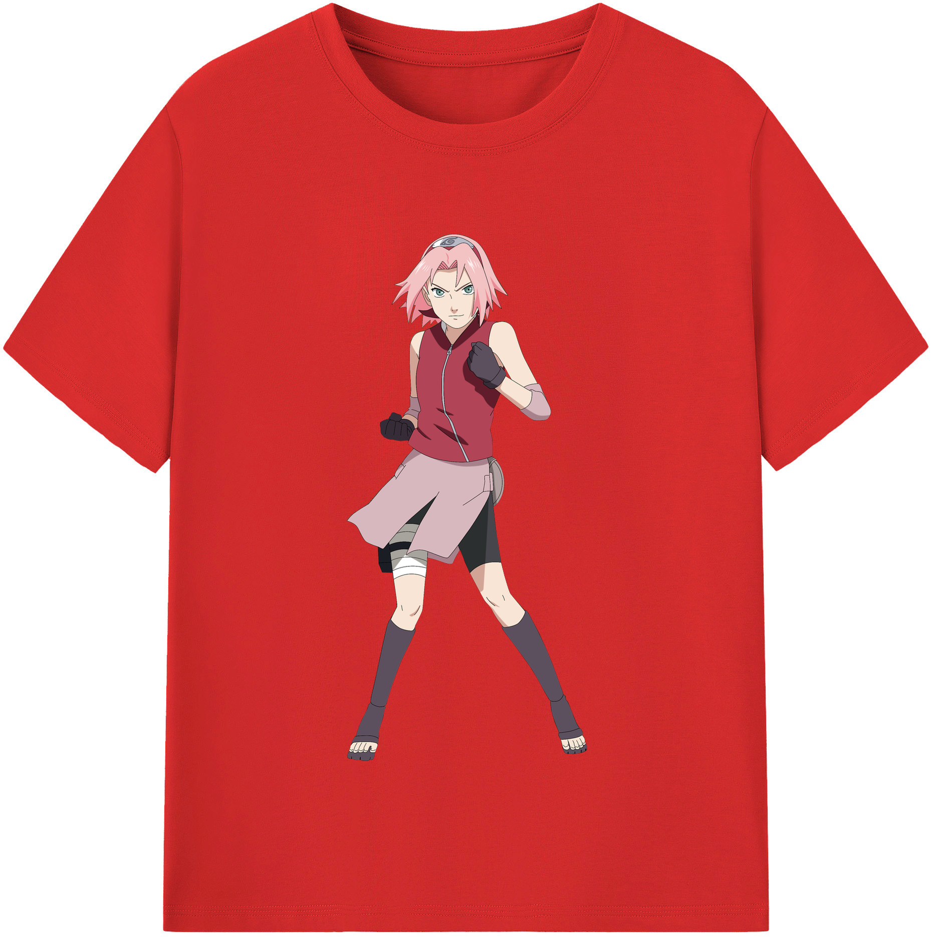 （画像用） NARUTO -ナルト- 春野サクラ Haruno Sakura 綿100％半袖Tシャツ（フロントプリント）