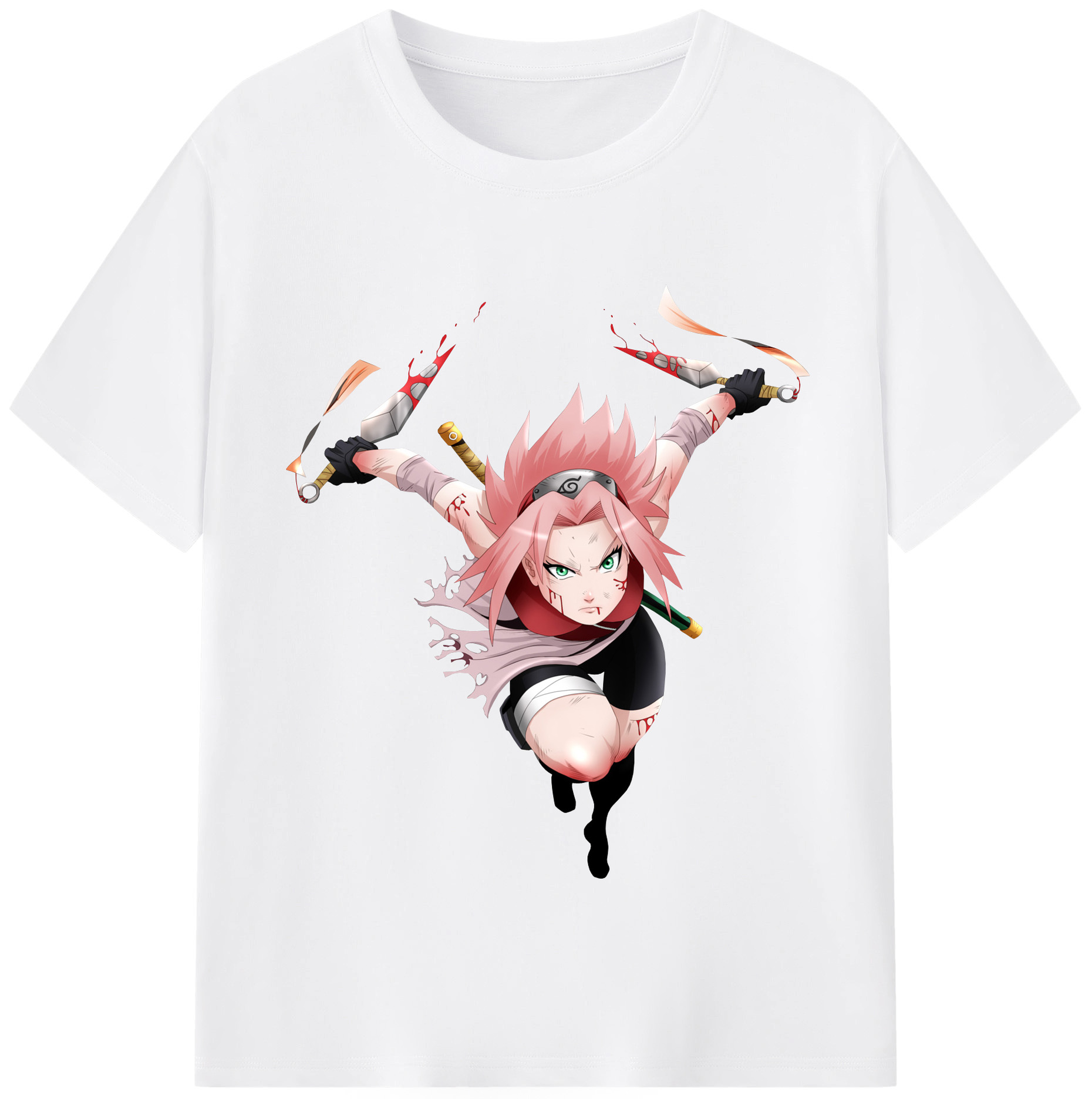 （画像用） NARUTO -ナルト- 春野サクラ Haruno Sakura 綿100％半袖Tシャツ（フロントプリント）