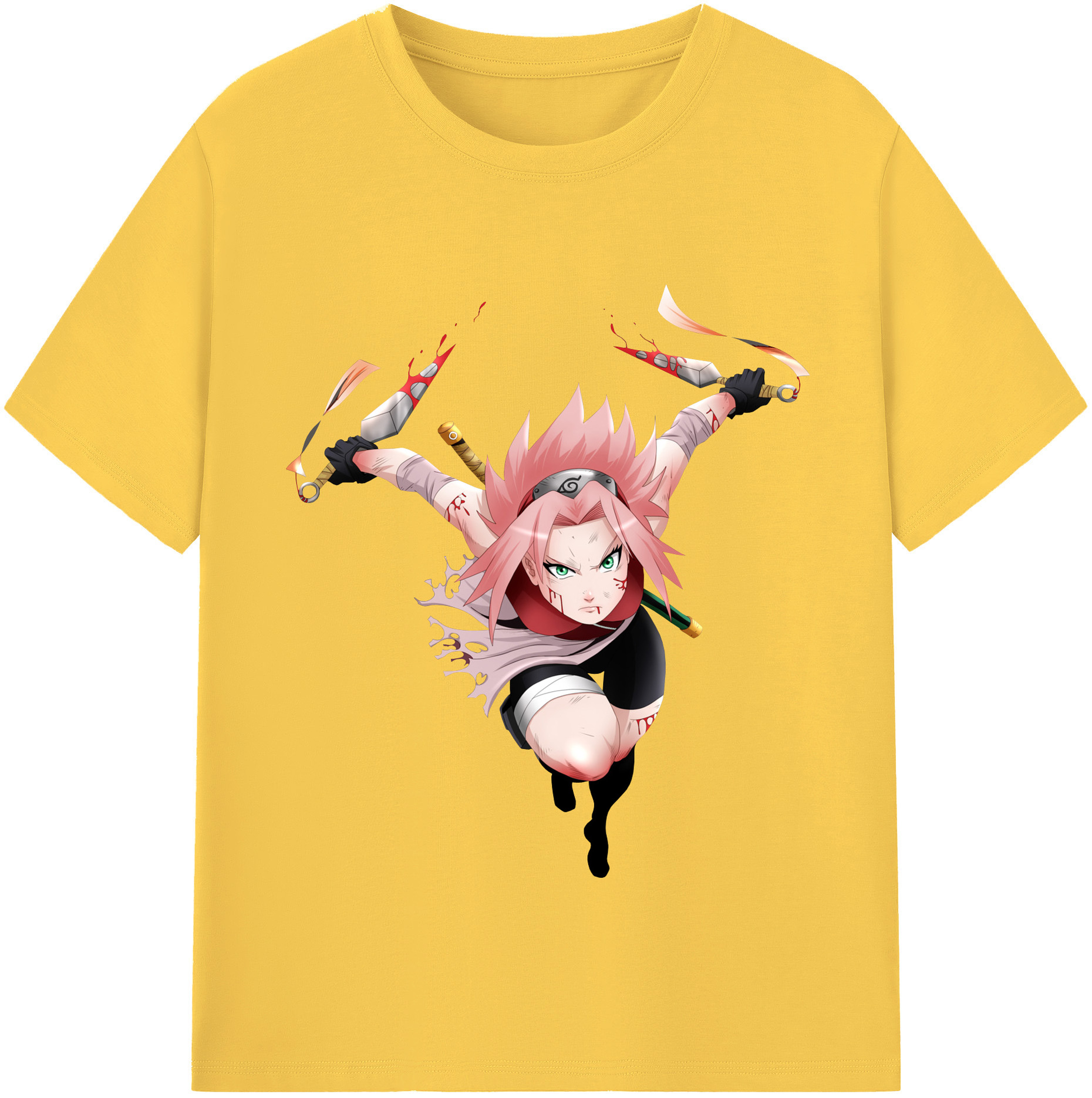 （画像用） NARUTO -ナルト- 春野サクラ Haruno Sakura 綿100％半袖Tシャツ（フロントプリント）