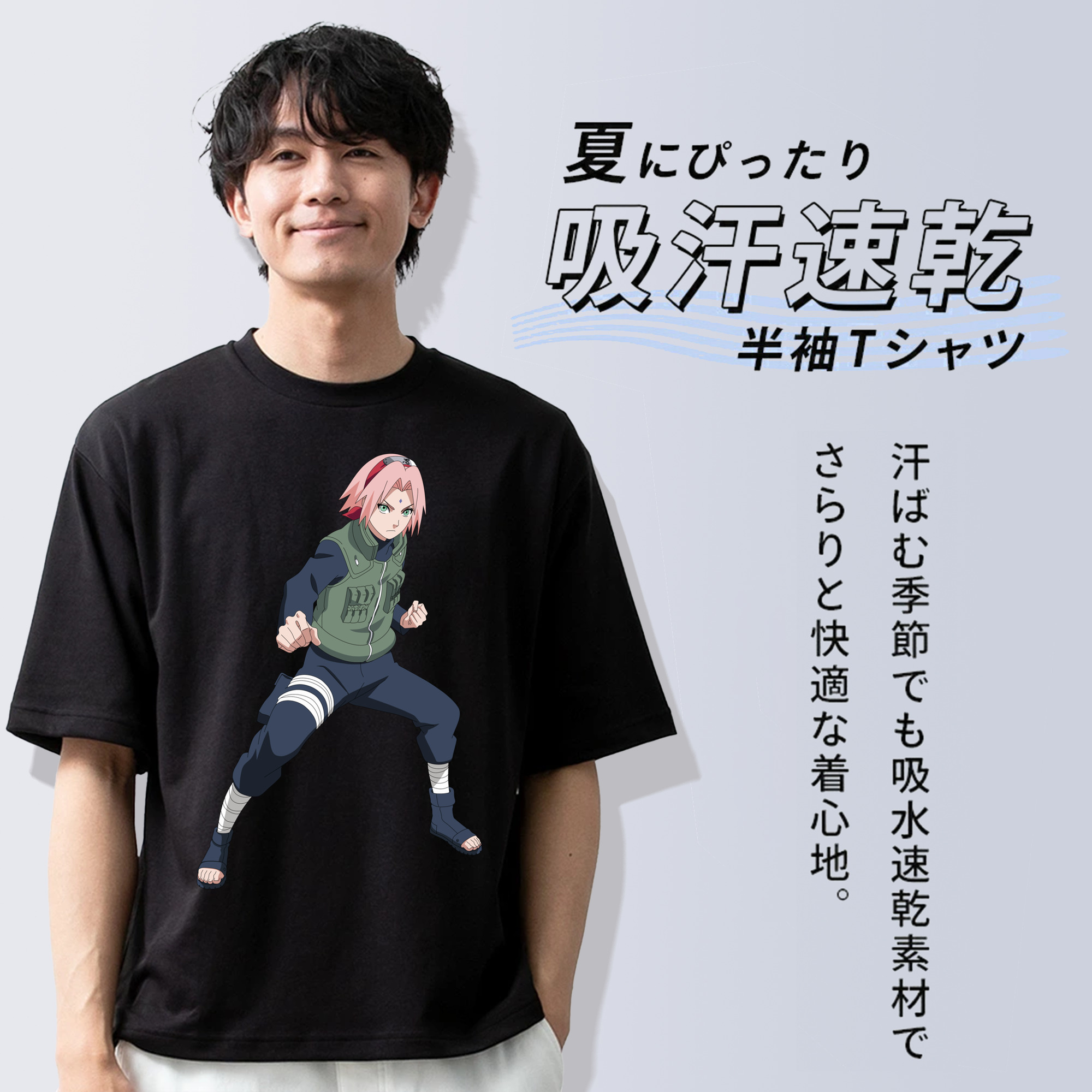 NARUTO -ナルト- 春野サクラ Haruno Sakura 綿100％半袖Tシャツ（フロントプリント）
