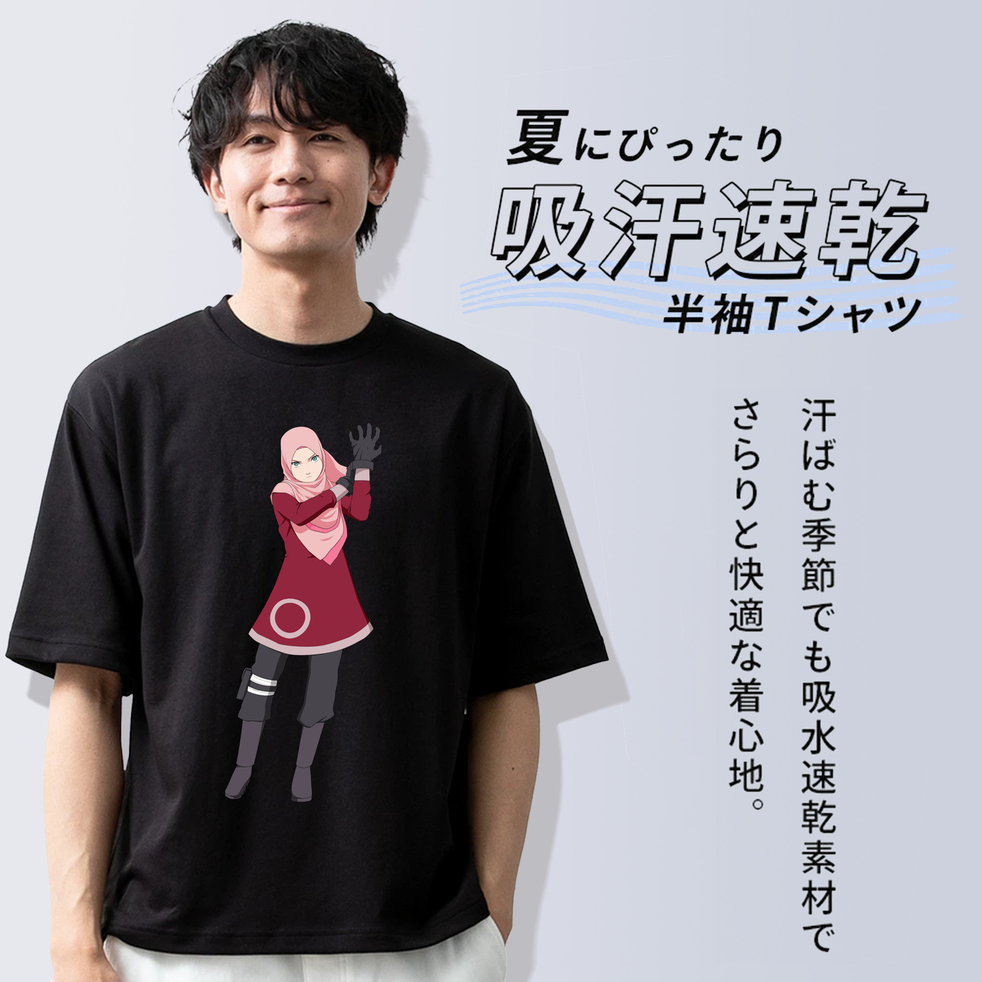 NARUTO -ナルト- 春野サクラ Haruno Sakura 綿100％半袖Tシャツ（フロントプリント）
