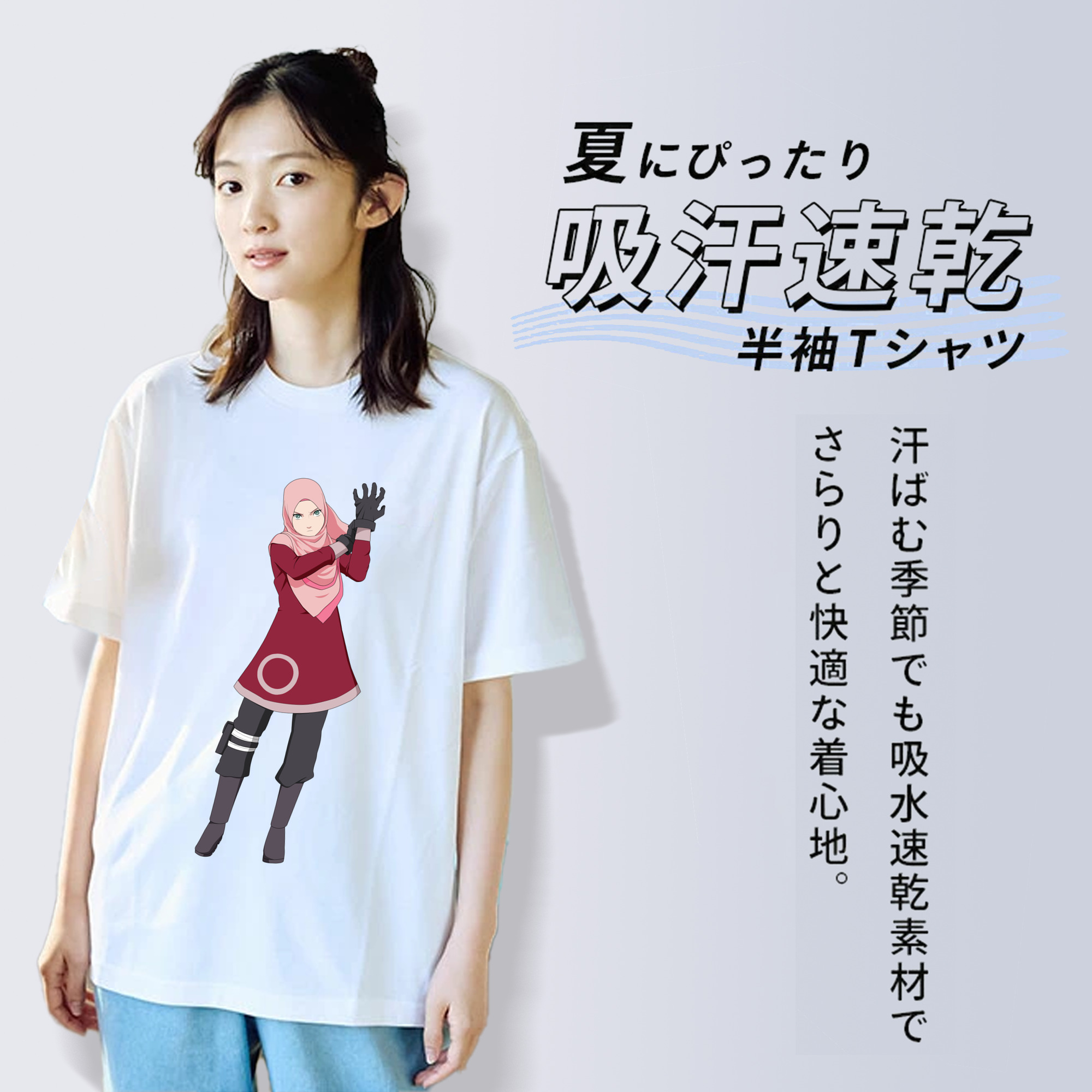 NARUTO -ナルト- 春野サクラ Haruno Sakura 綿100％半袖Tシャツ（フロントプリント）