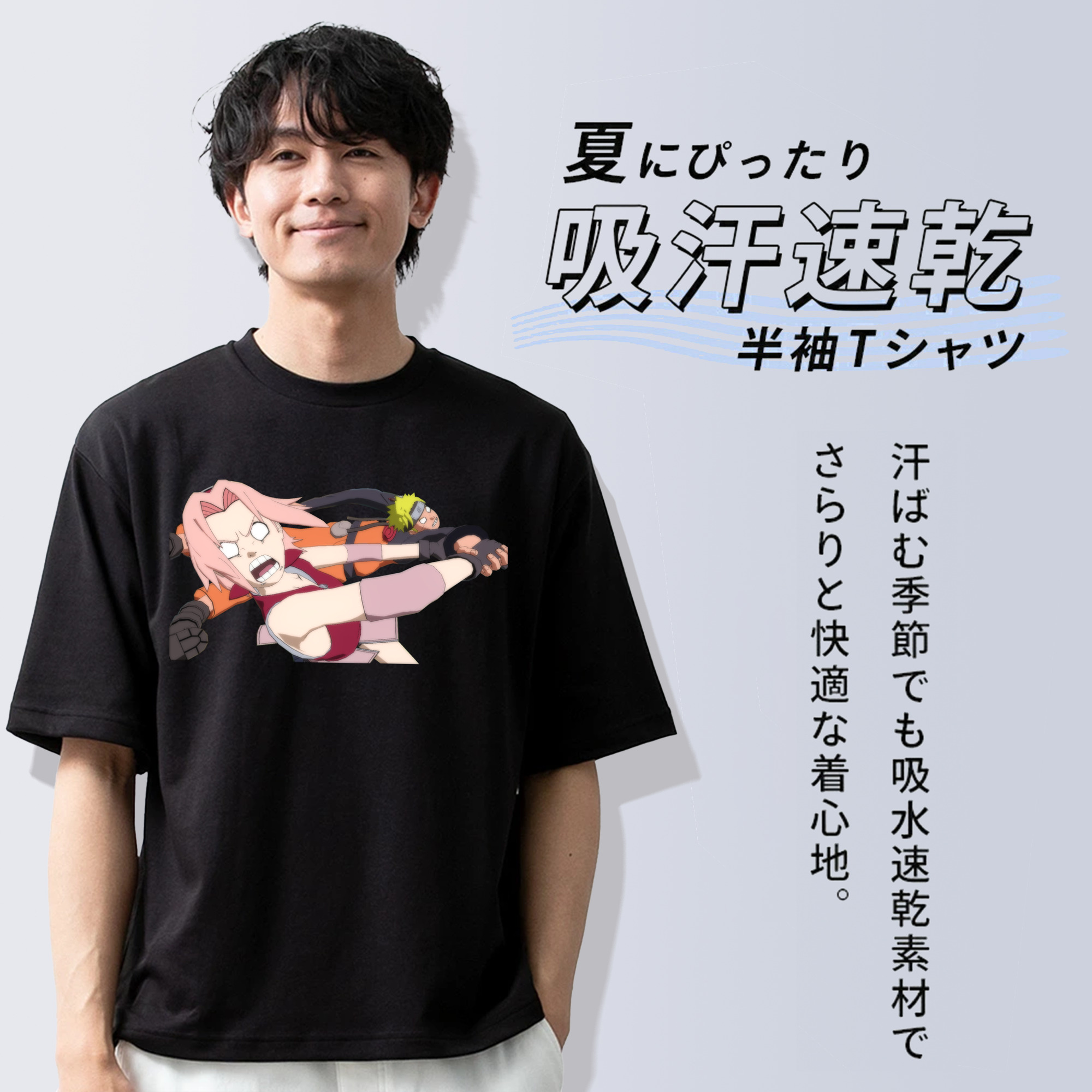 NARUTO -ナルト- 春野サクラ Haruno Sakura 綿100％半袖Tシャツ（フロントプリント）