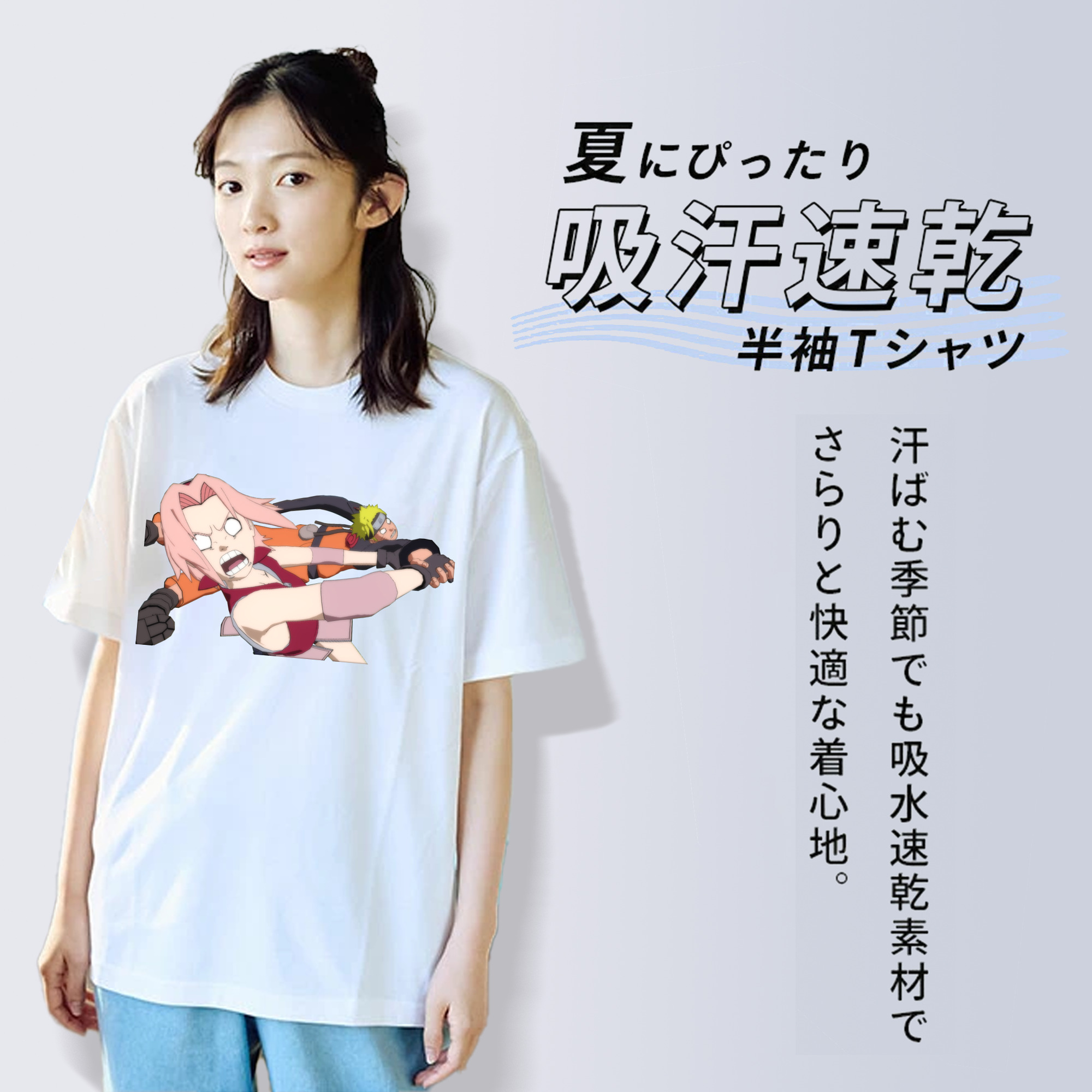 NARUTO -ナルト- 春野サクラ Haruno Sakura 綿100％半袖Tシャツ（フロントプリント）