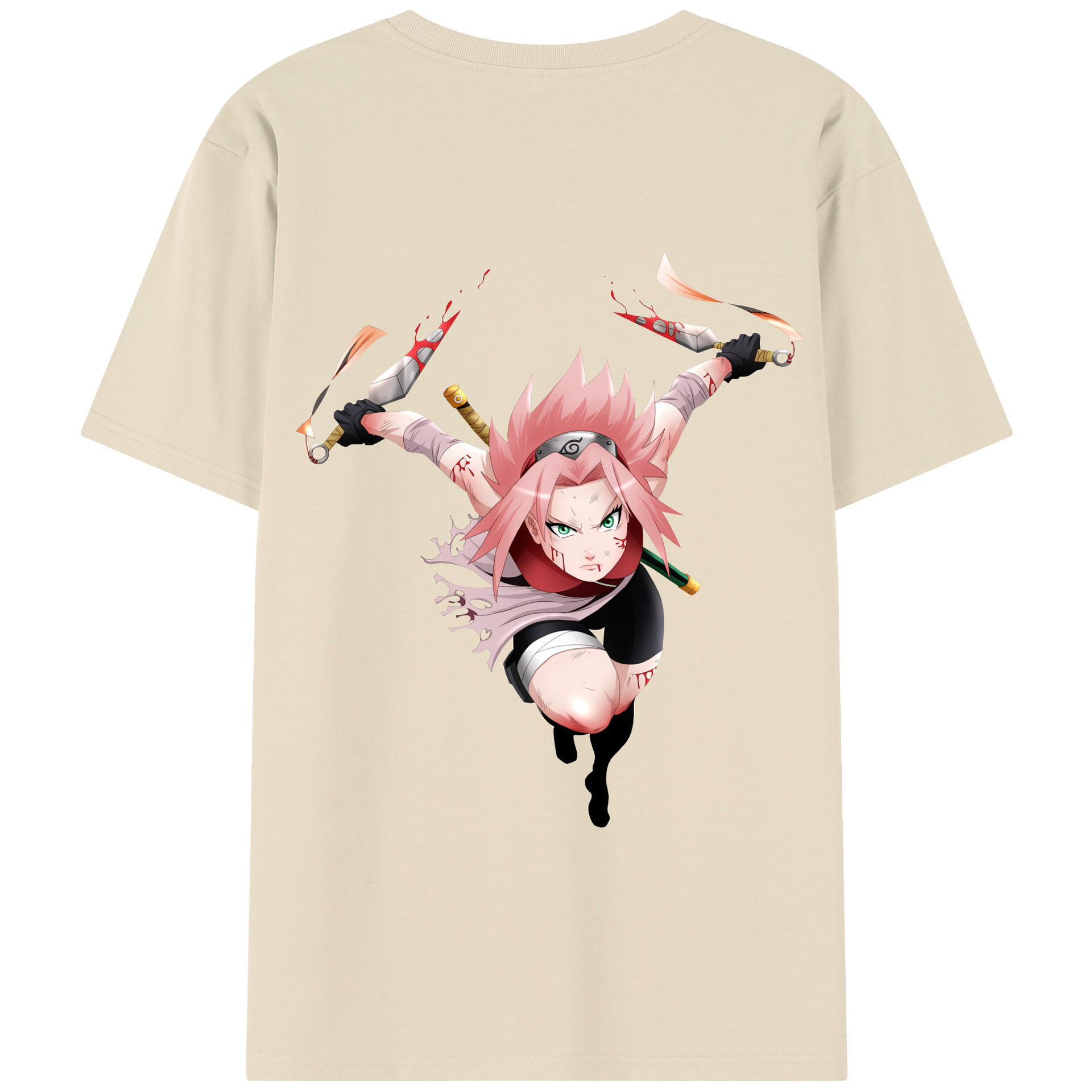 （画像用） NARUTO -ナルト- 春野サクラ Haruno Sakura 綿100％半袖Tシャツ（背面プリント）