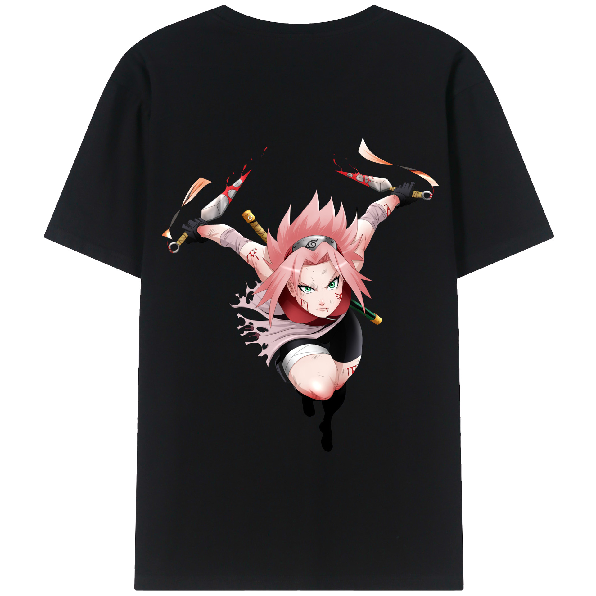 （画像用） NARUTO -ナルト- 春野サクラ Haruno Sakura 綿100％半袖Tシャツ（背面プリント）