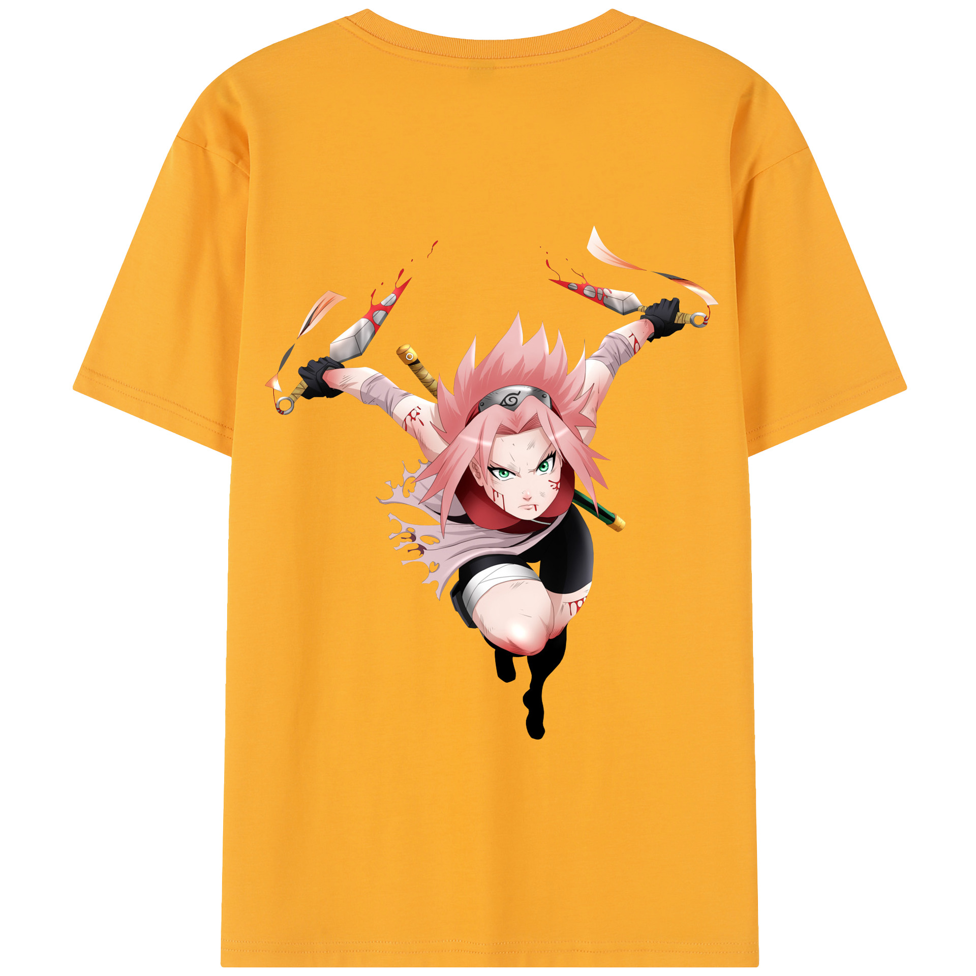 （画像用） NARUTO -ナルト- 春野サクラ Haruno Sakura 綿100％半袖Tシャツ（背面プリント）