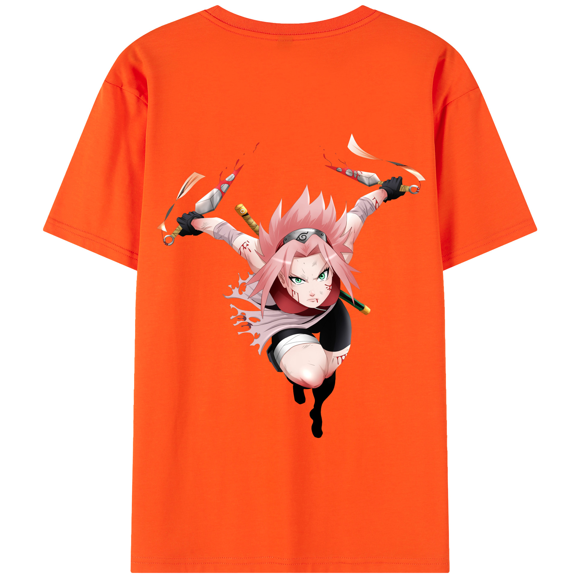 （画像用） NARUTO -ナルト- 春野サクラ Haruno Sakura 綿100％半袖Tシャツ（背面プリント）