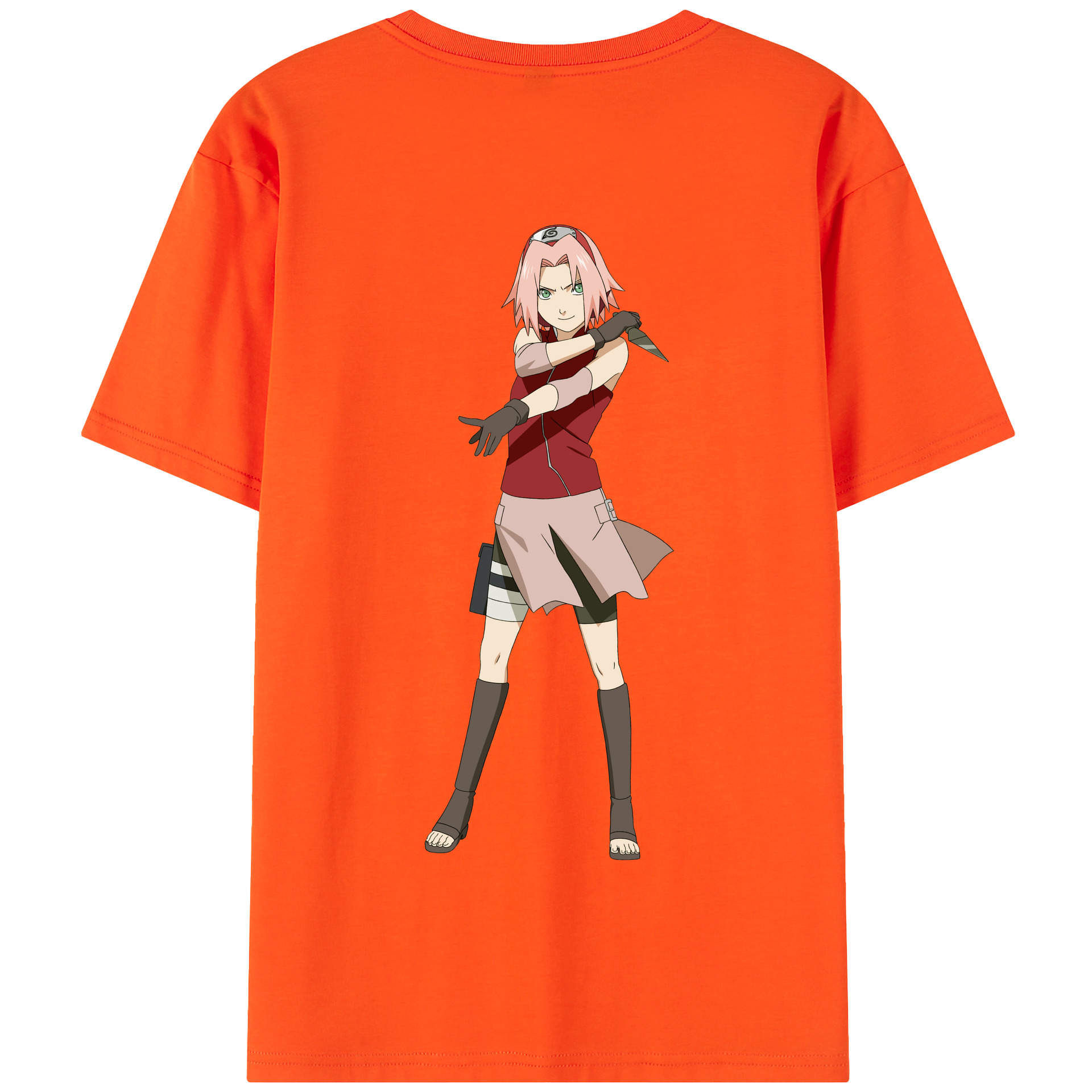 （画像用） NARUTO -ナルト- 春野サクラ Haruno Sakura 綿100％半袖Tシャツ（背面プリント）