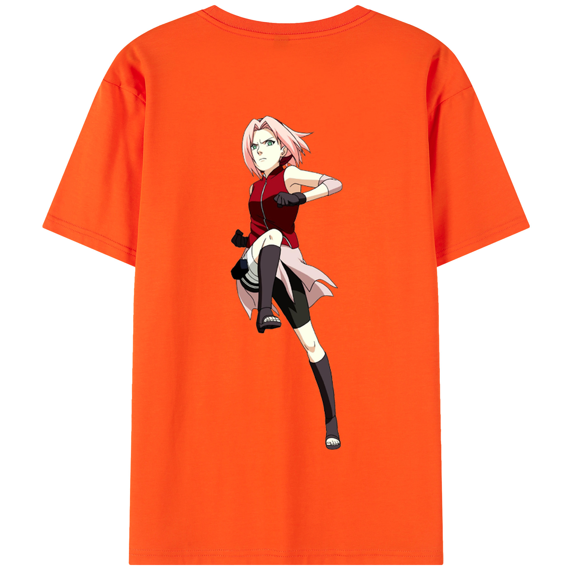 （画像用） NARUTO -ナルト- 春野サクラ Haruno Sakura 綿100％半袖Tシャツ（背面プリント）