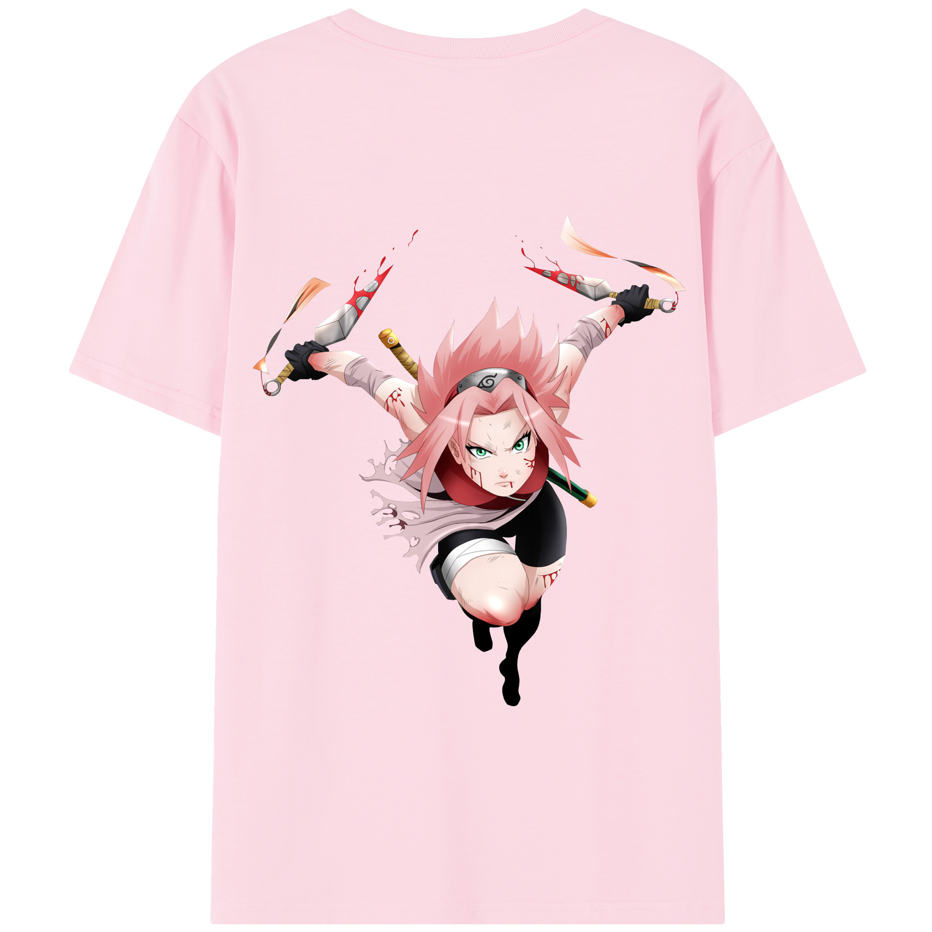 （画像用） NARUTO -ナルト- 春野サクラ Haruno Sakura 綿100％半袖Tシャツ（背面プリント）
