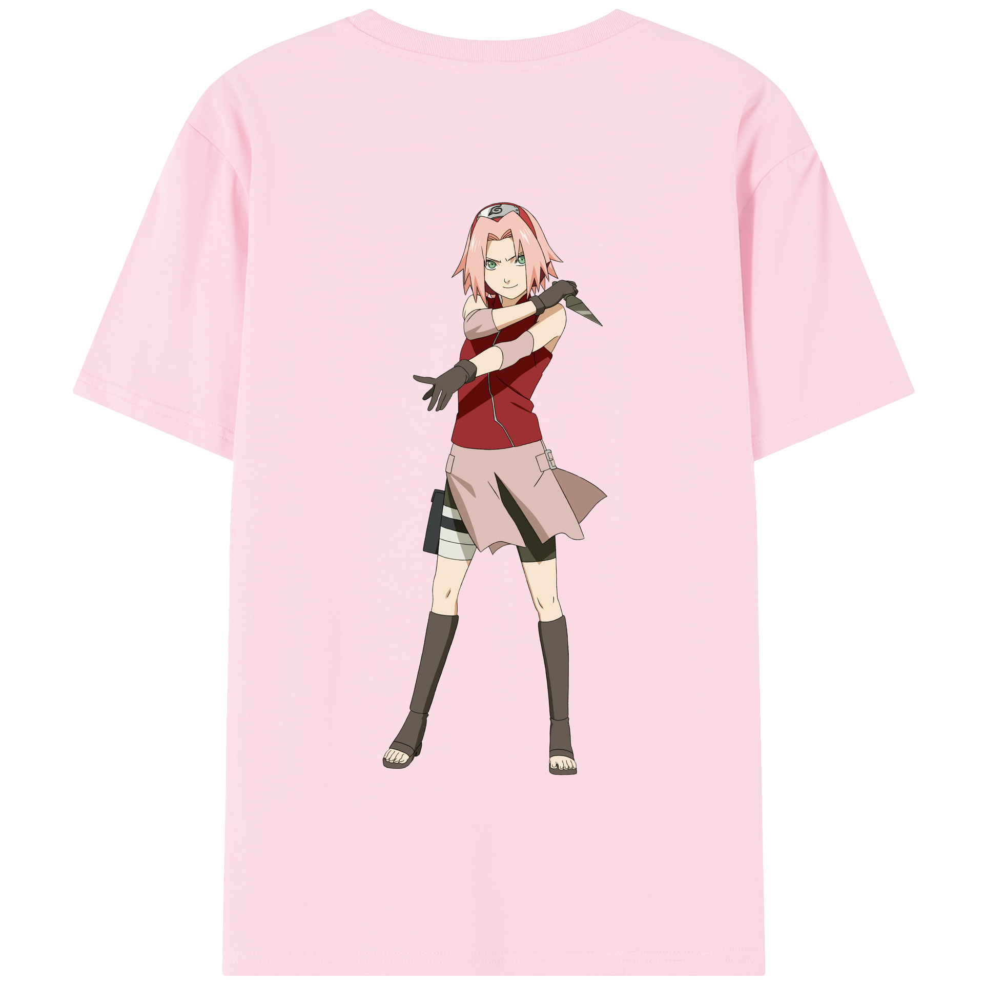 （画像用） NARUTO -ナルト- 春野サクラ Haruno Sakura 綿100％半袖Tシャツ（背面プリント）