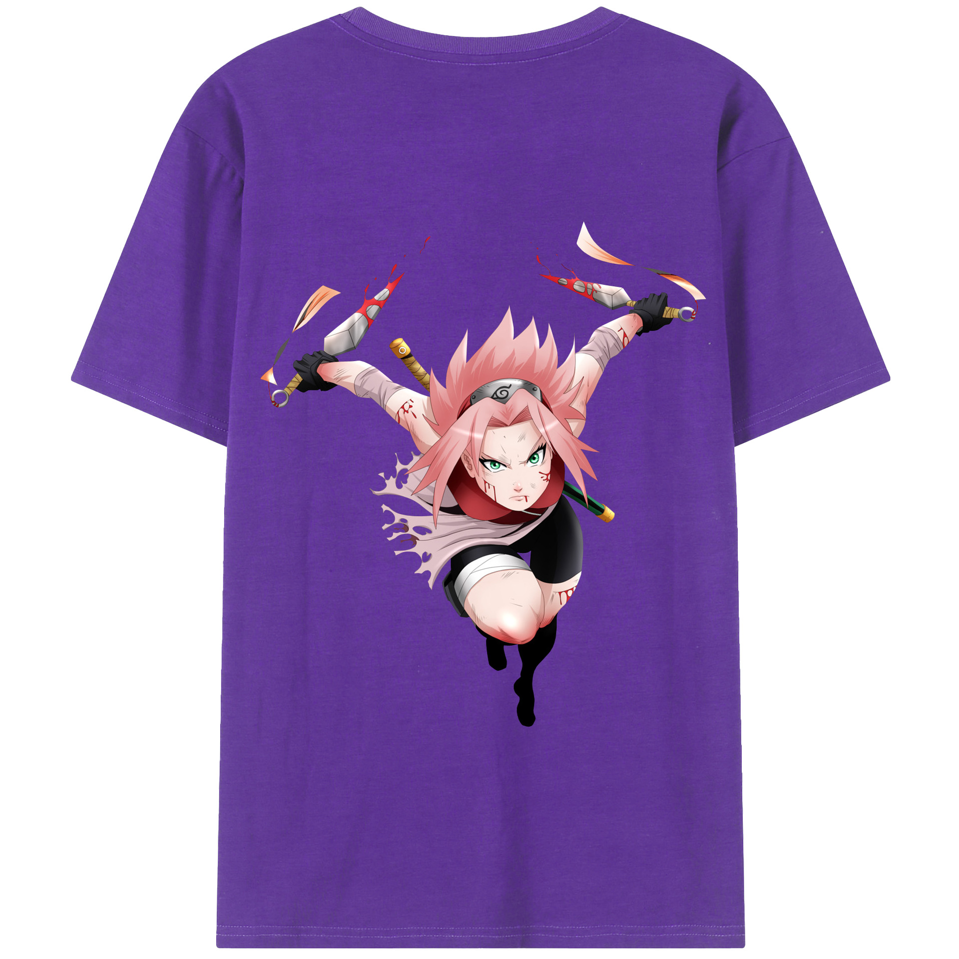 （画像用） NARUTO -ナルト- 春野サクラ Haruno Sakura 綿100％半袖Tシャツ（背面プリント）