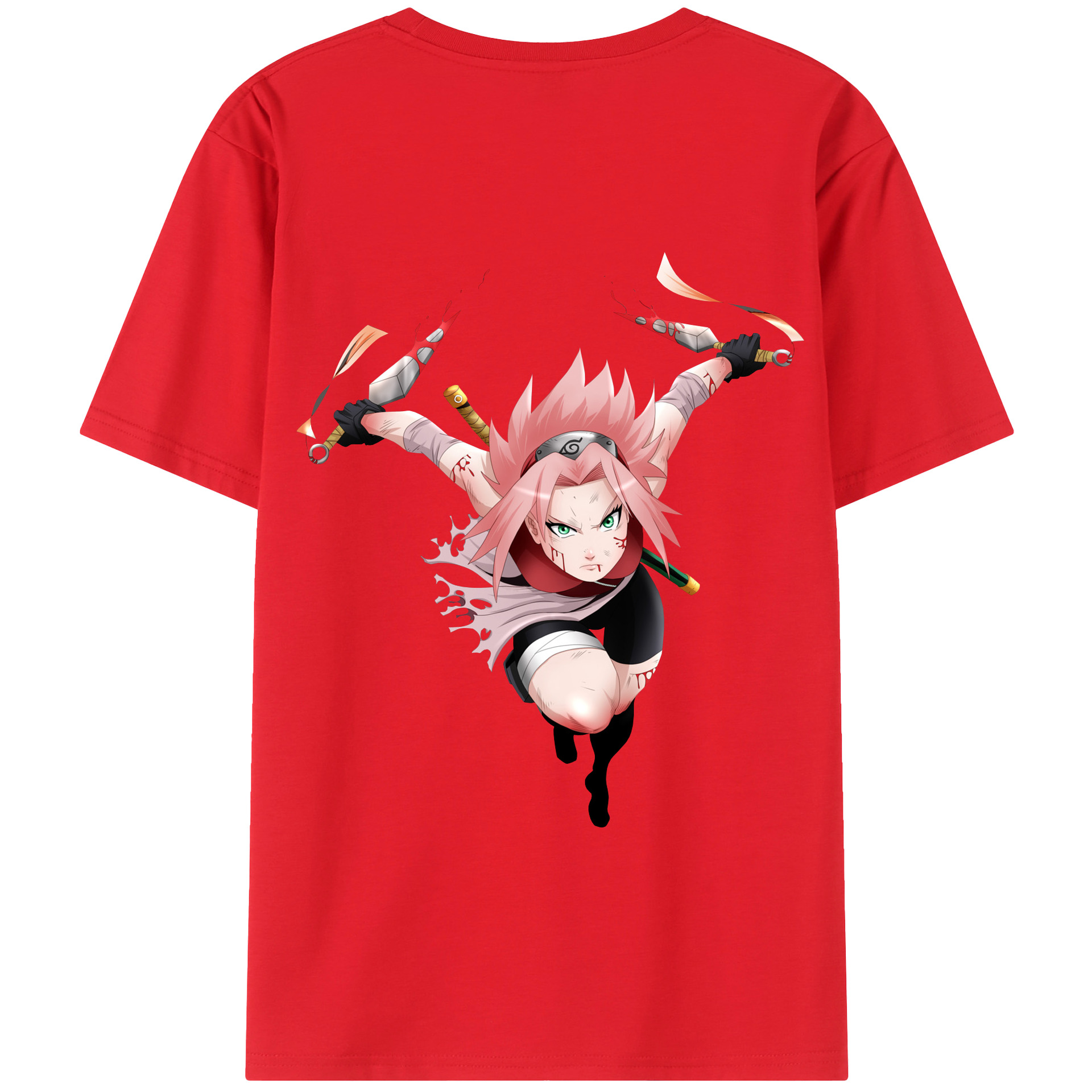 （画像用） NARUTO -ナルト- 春野サクラ Haruno Sakura 綿100％半袖Tシャツ（背面プリント）