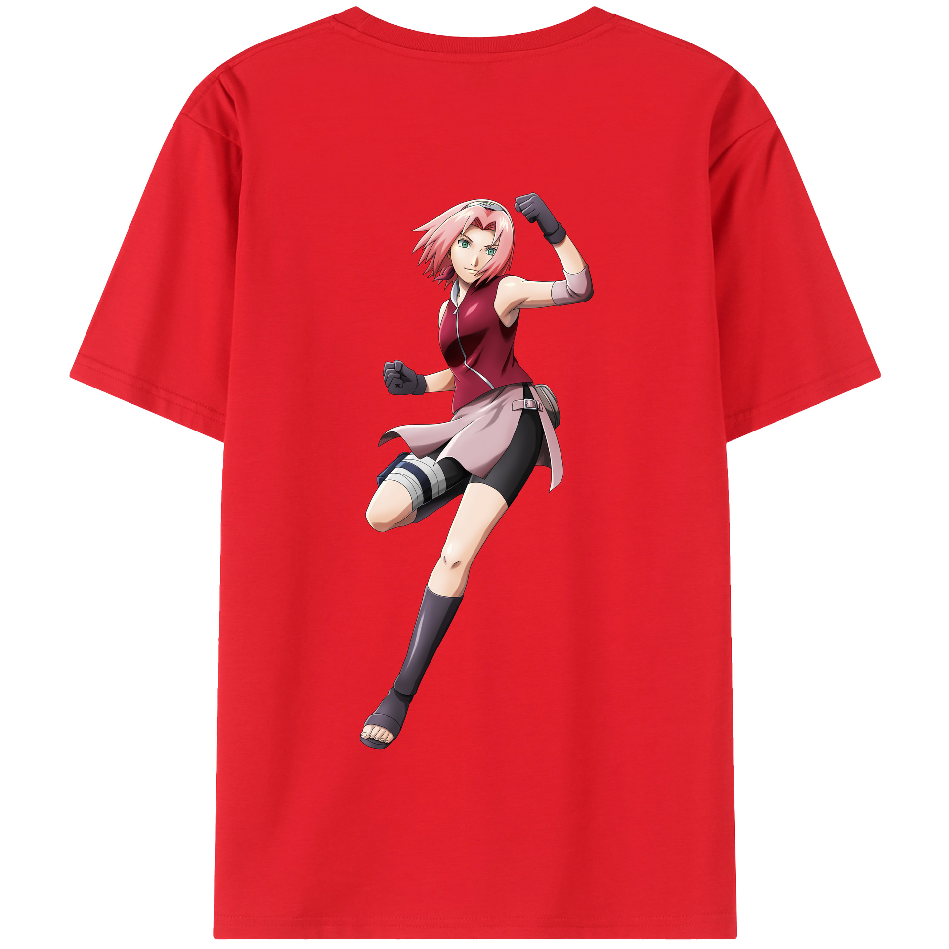 （画像用） NARUTO -ナルト- 春野サクラ Haruno Sakura 綿100％半袖Tシャツ（背面プリント）