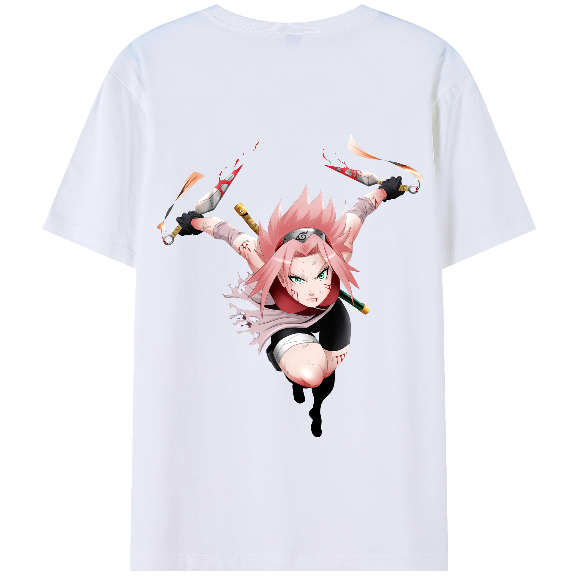 （画像用） NARUTO -ナルト- 春野サクラ Haruno Sakura 綿100％半袖Tシャツ（背面プリント）