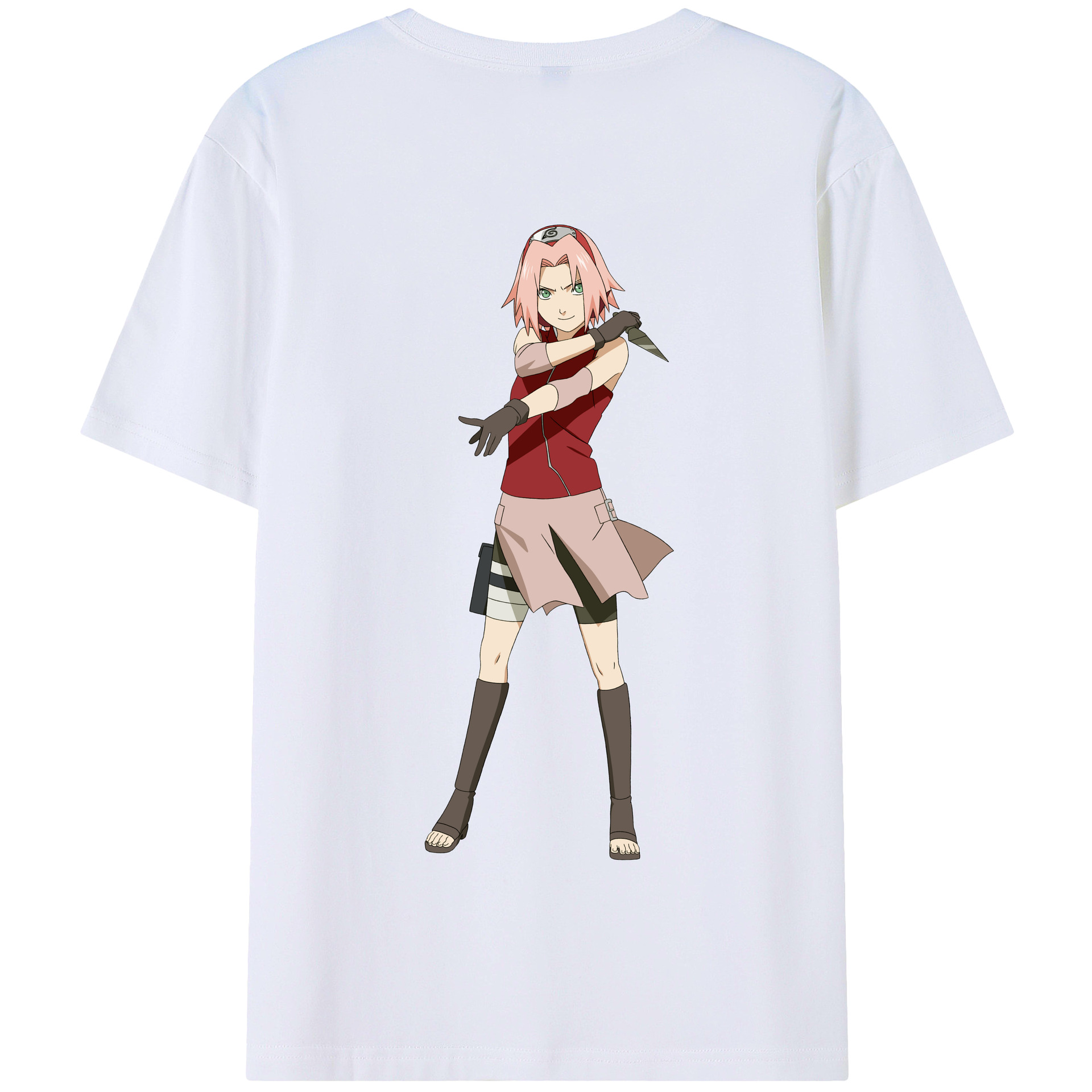 （画像用） NARUTO -ナルト- 春野サクラ Haruno Sakura 綿100％半袖Tシャツ（背面プリント）