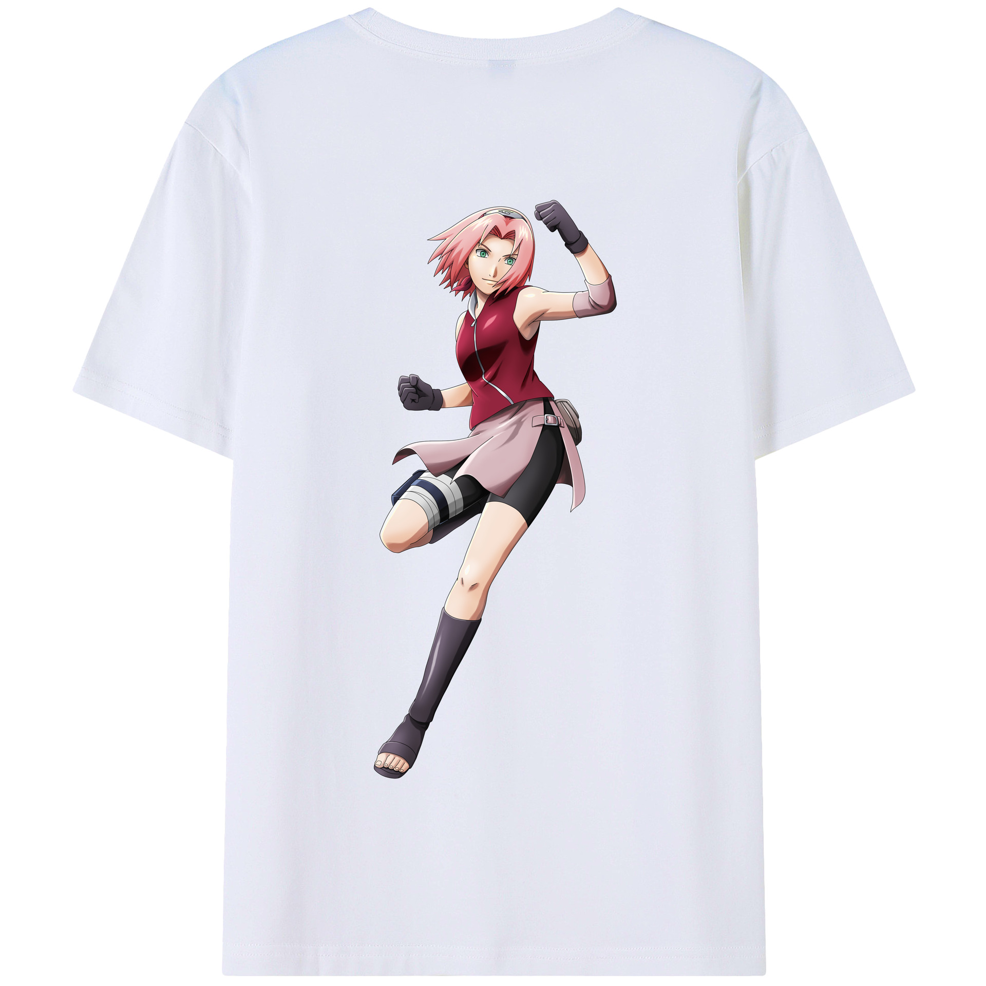 （画像用） NARUTO -ナルト- 春野サクラ Haruno Sakura 綿100％半袖Tシャツ（背面プリント）